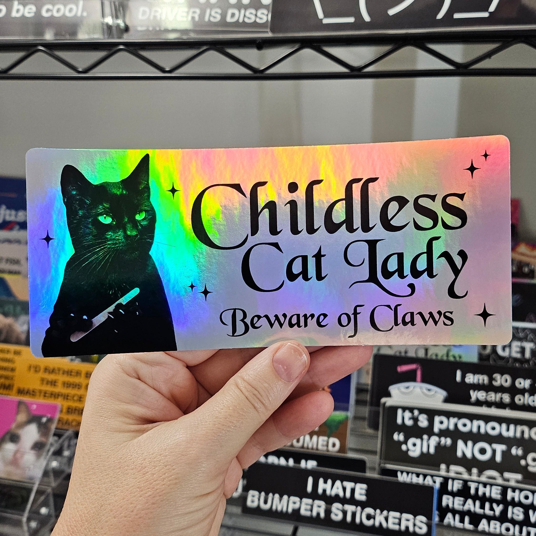 Childless Cat Lady 9" Funny Bumper Sticker