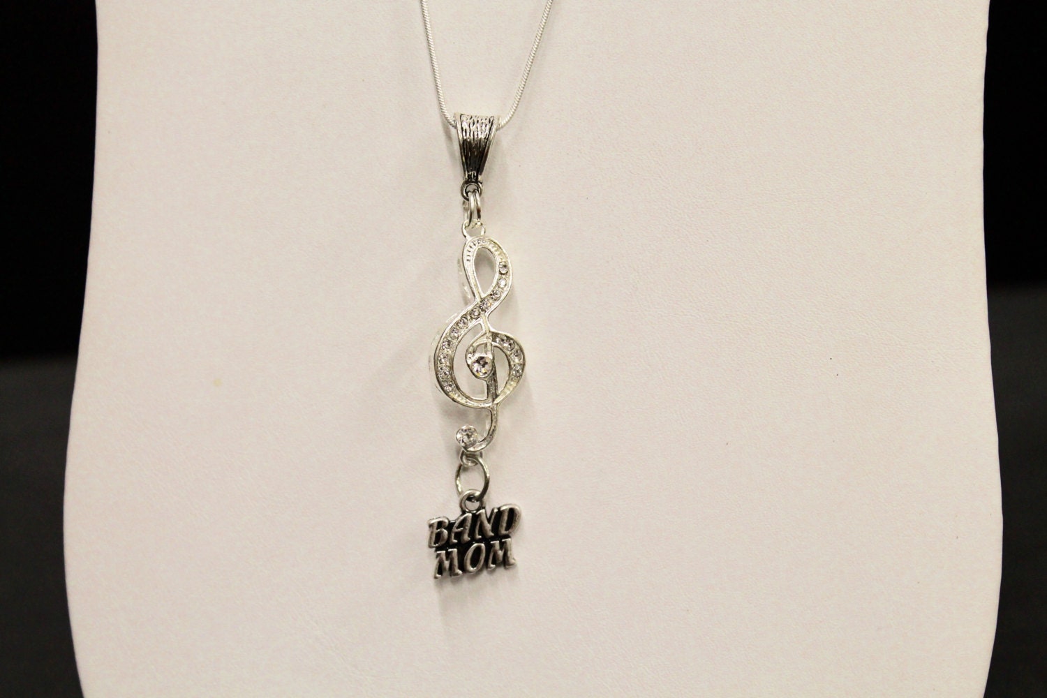 Band Mom Pendant on Silver Chain, Band Mom Necklace, Gift For Mom, Gift For Her, Valentines Gift, Proud Mom; Girlfriend Gift; Music