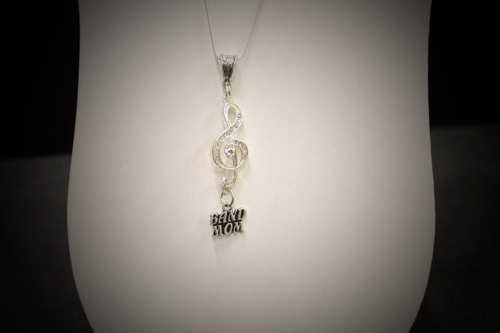 Band Mom Pendant on Silver Chain, Band Mom Necklace, Gift For Mom, Gift For Her, Valentines Gift, Proud Mom; Girlfriend Gift; Music