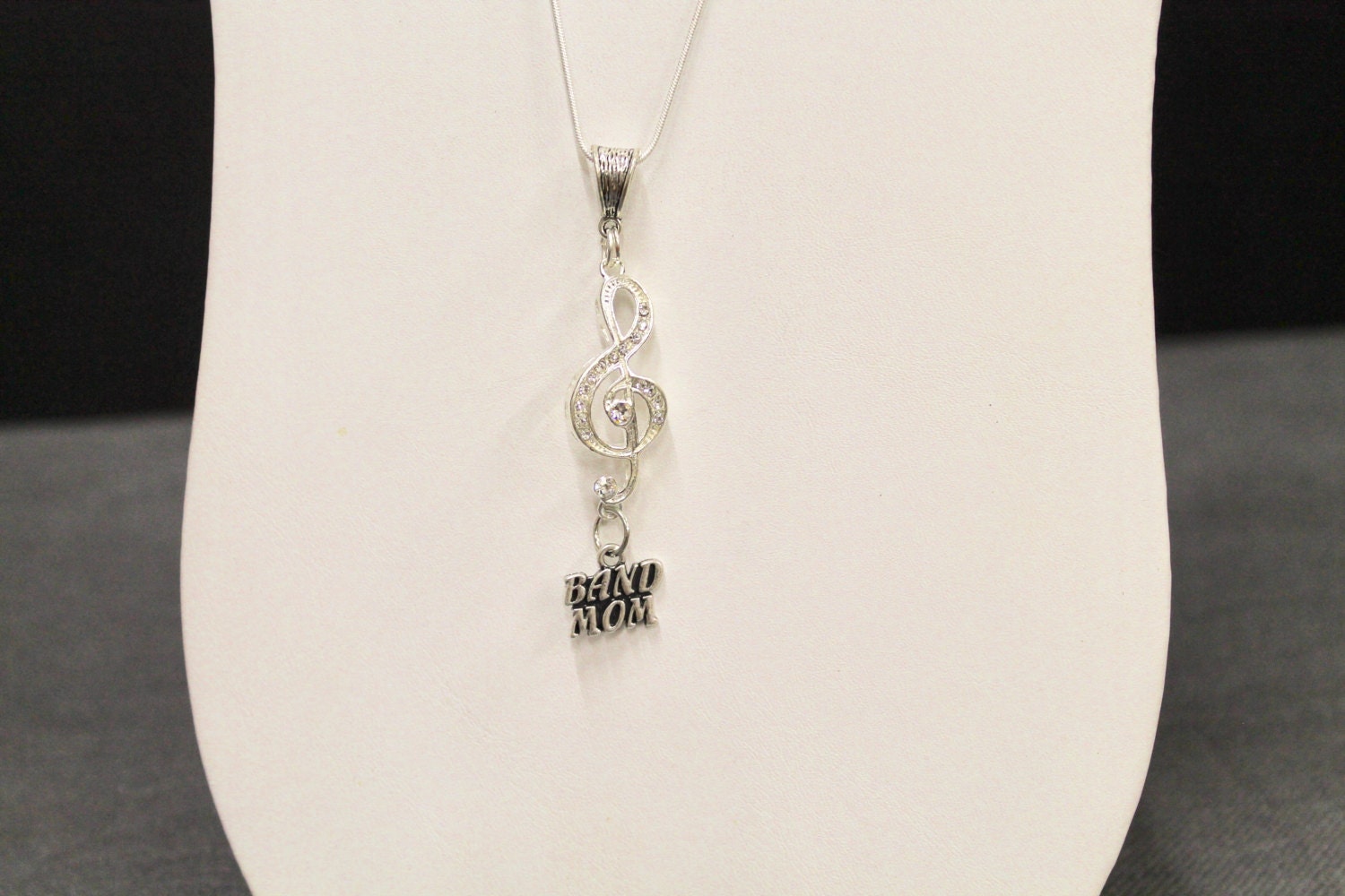 Band Mom Pendant on Silver Chain, Band Mom Necklace, Gift For Mom, Gift For Her, Valentines Gift, Proud Mom; Girlfriend Gift; Music