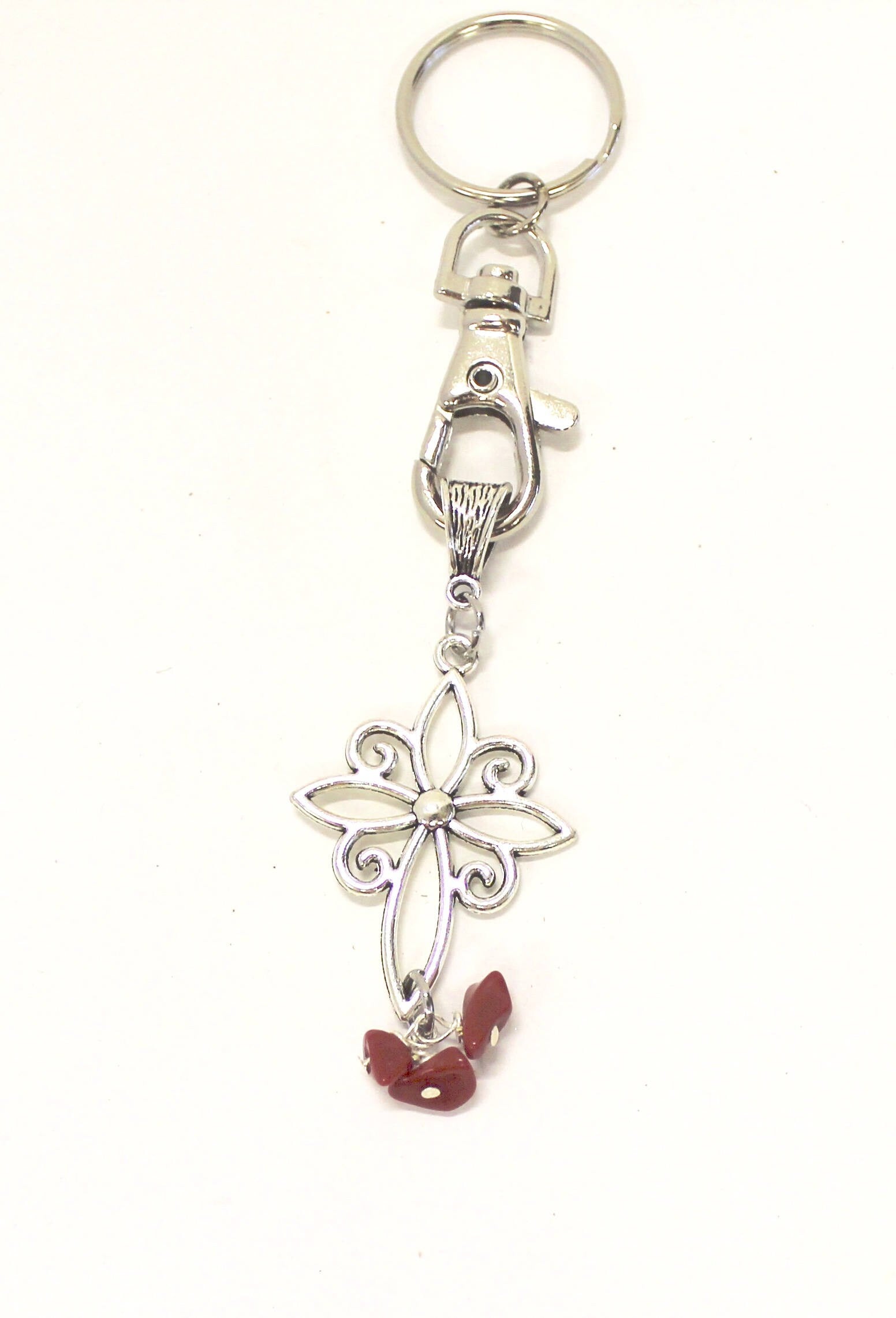 Cross and Blood Red Drops Stone Keychain, Graduation Gift,  New Car Gift, Gift For Her, Blood of Christ Keychain Gift,  Baptism Gift