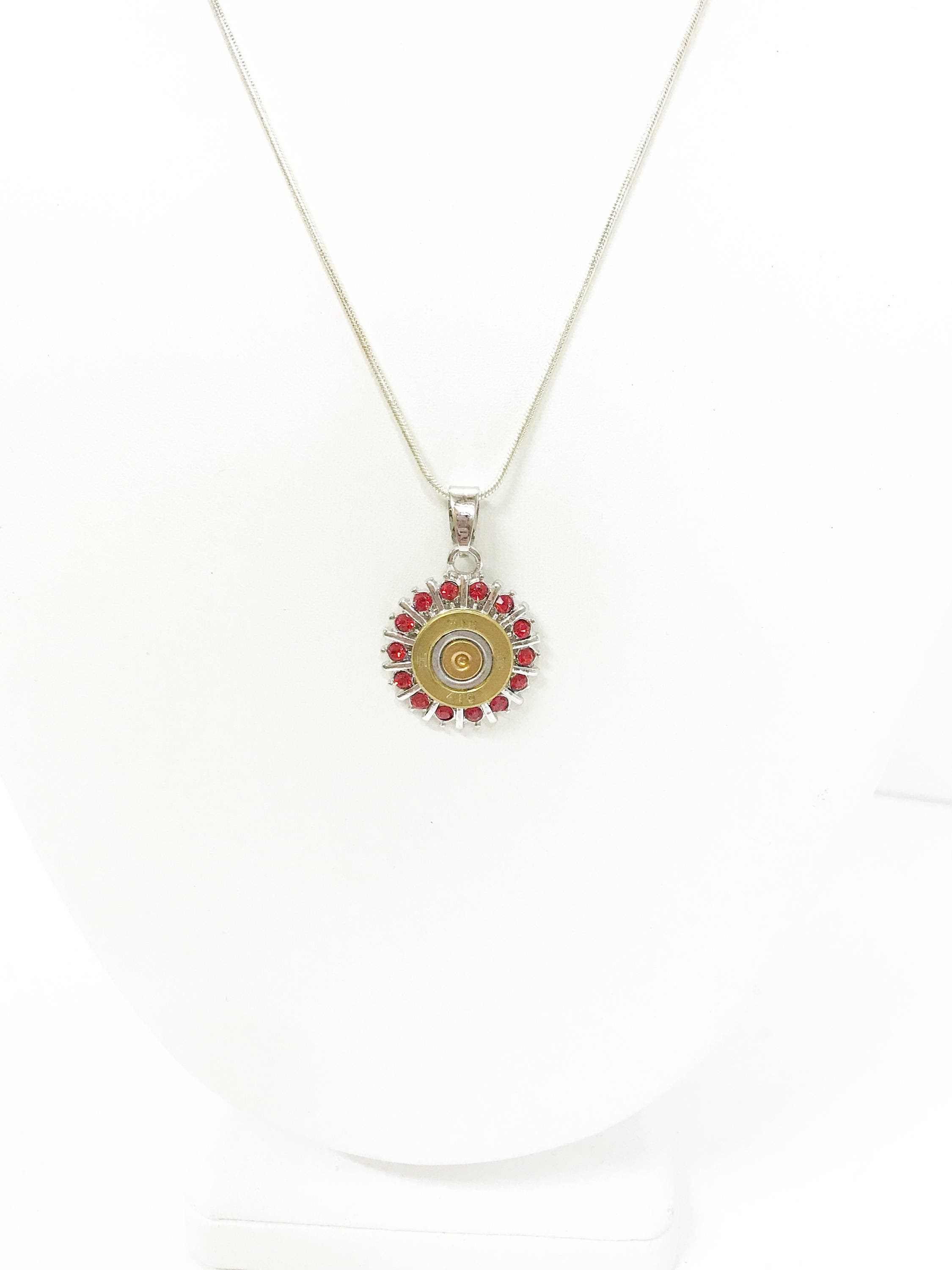 Red Crystal 410 Shotgun Shell Necklace, Southwestern Style Jewelry Gift for Her, Country Western Jewelry, Shooting Sports Gifts Jewelry