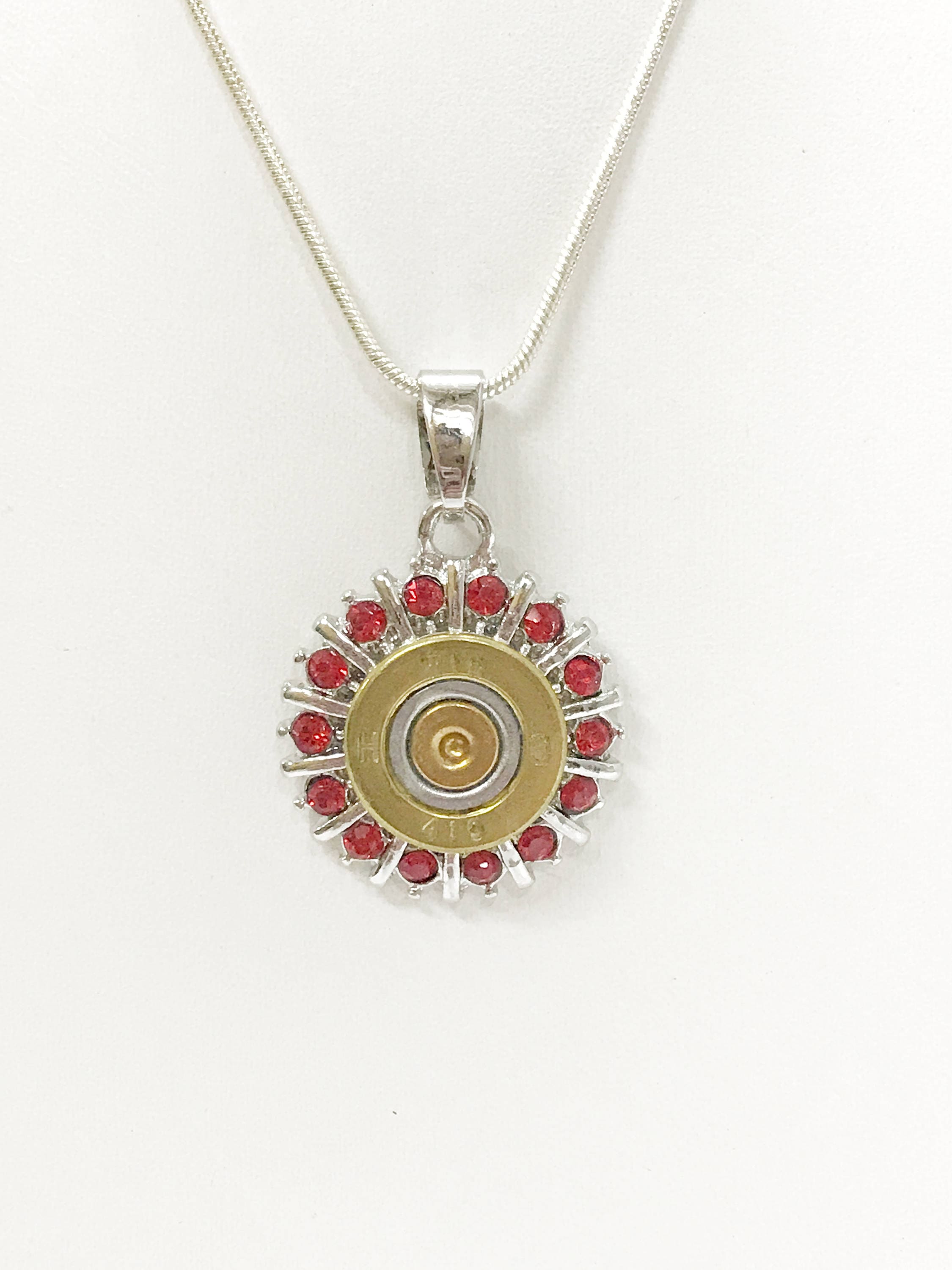 Red Crystal 410 Shotgun Shell Necklace, Southwestern Style Jewelry Gift for Her, Country Western Jewelry, Shooting Sports Gifts Jewelry