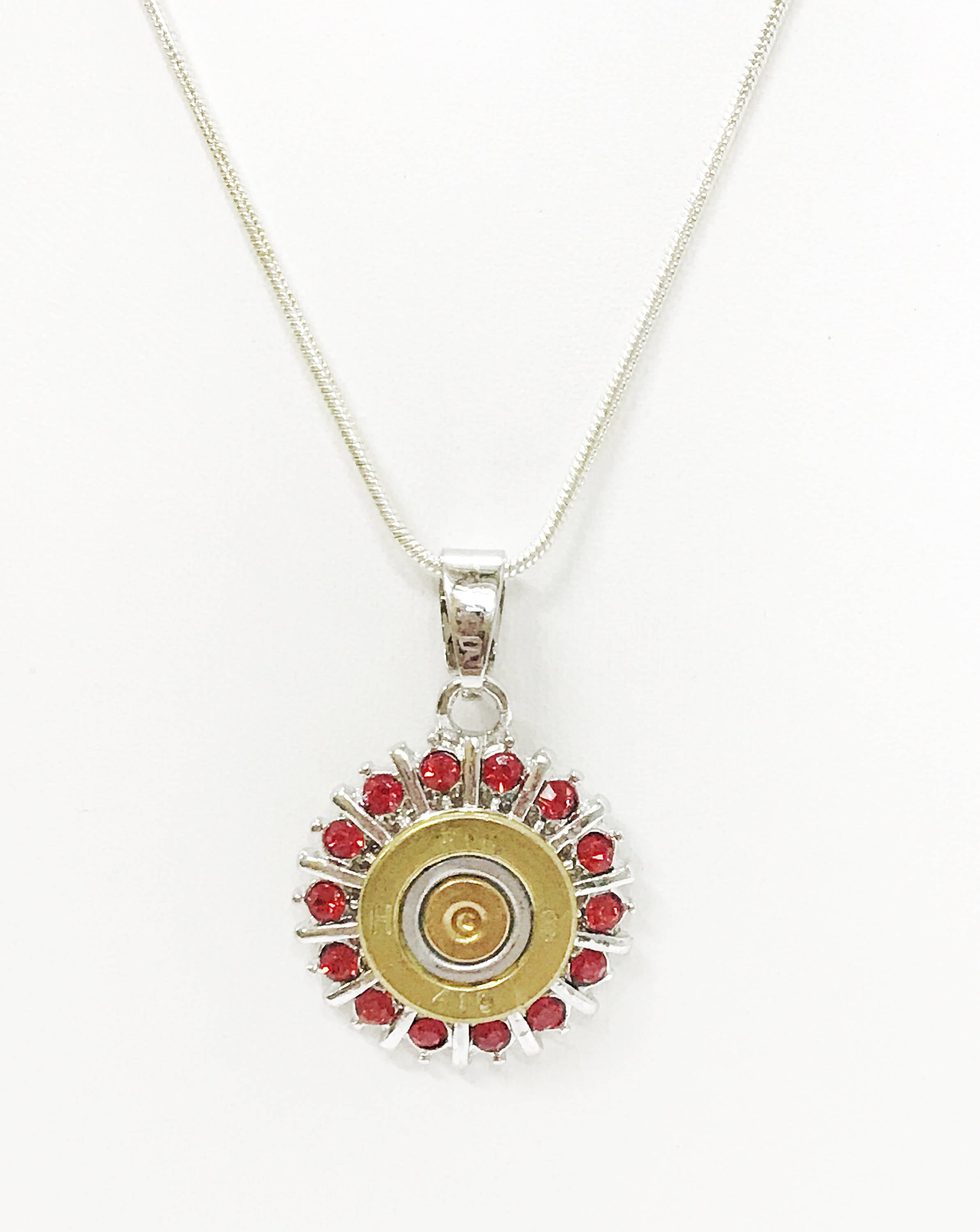 Red Crystal 410 Shotgun Shell Necklace, Southwestern Style Jewelry Gift for Her, Country Western Jewelry, Shooting Sports Gifts Jewelry