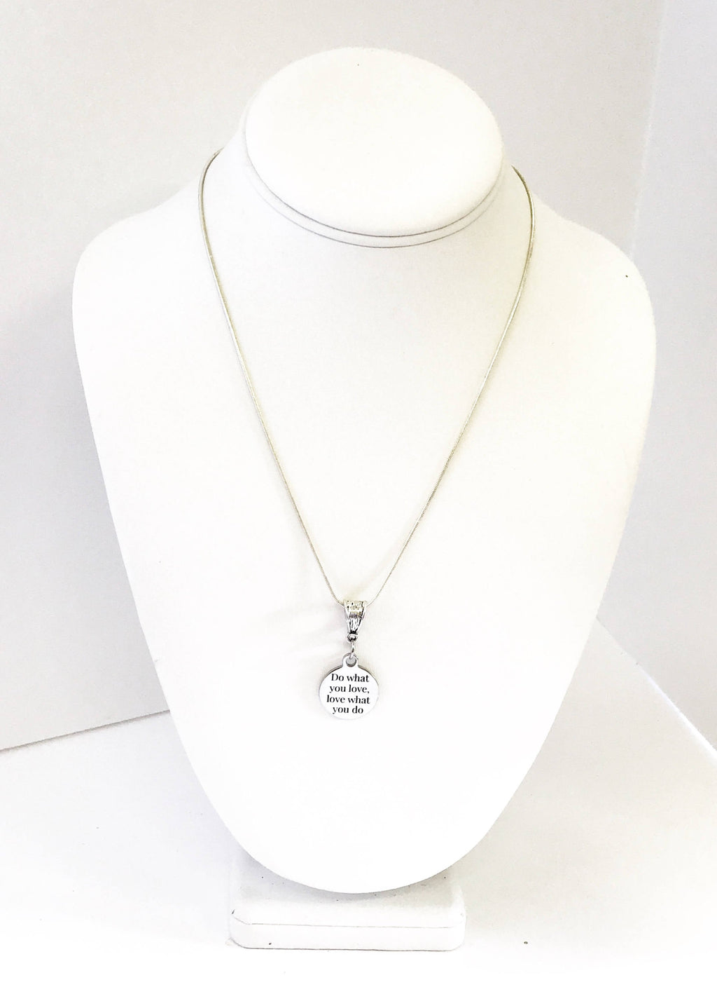 Do What You Love Love What You Do SS Engraved Pendant Necklace, New Job Jewelry Gift For Her, Encouragement Jewelry, Motivational Jewelry
