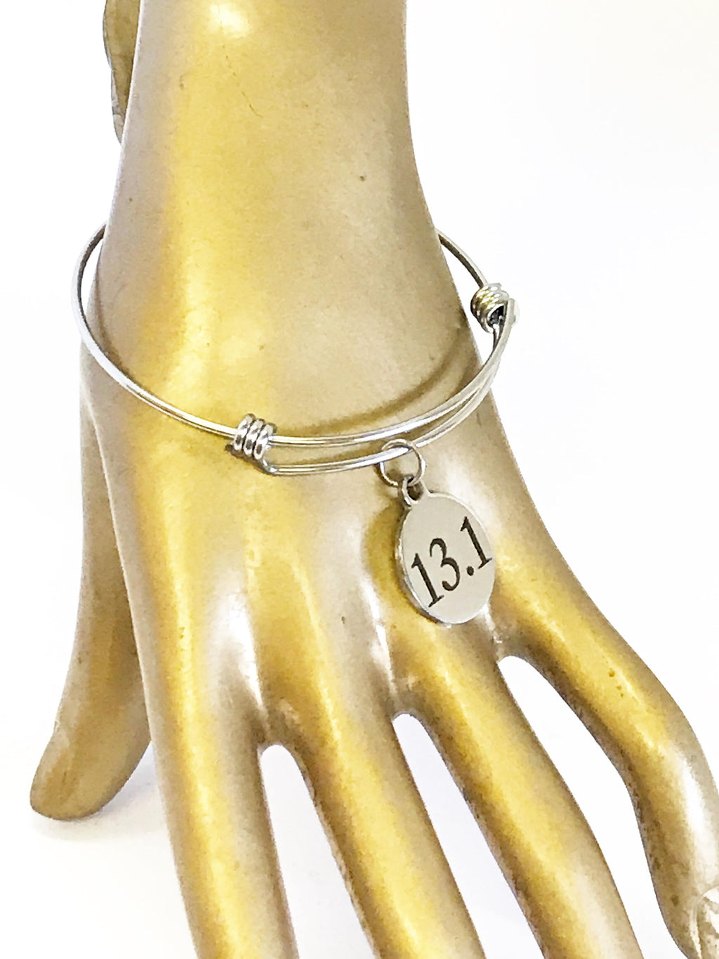 13.1 Half Marathon Bracelet, Expanding Bangle Charm Bracelet, Stacking Bangle, Stackable Bracelet, Runner Jewelry, Marathon Jewelry Gift