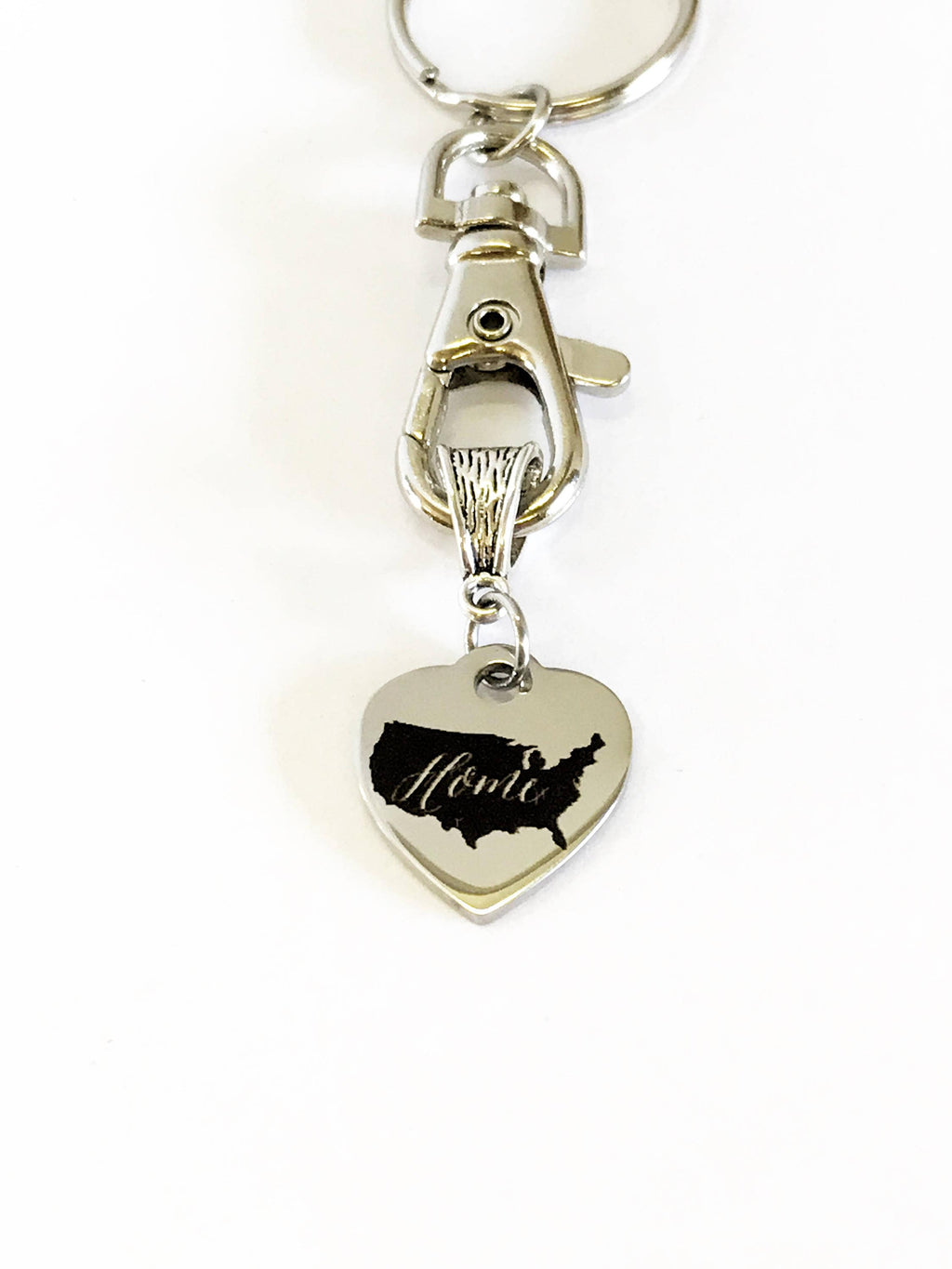 Patriotic Gifts, Patriotic Keychain, My Heart And Home Is In The USA Keychain, USA Pride, USA Proud, American Pride, America Proud, Military