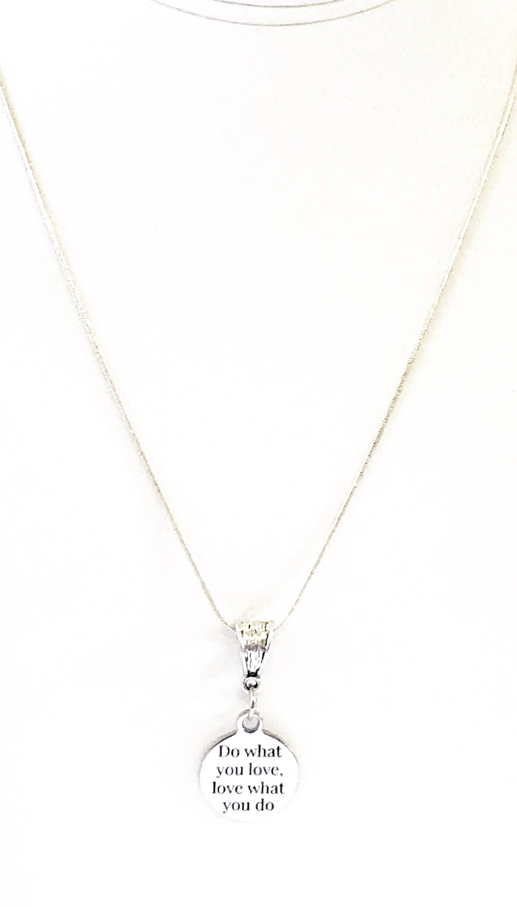 Do What You Love Love What You Do SS Engraved Pendant Necklace, New Job Jewelry Gift For Her, Encouragement Jewelry, Motivational Jewelry
