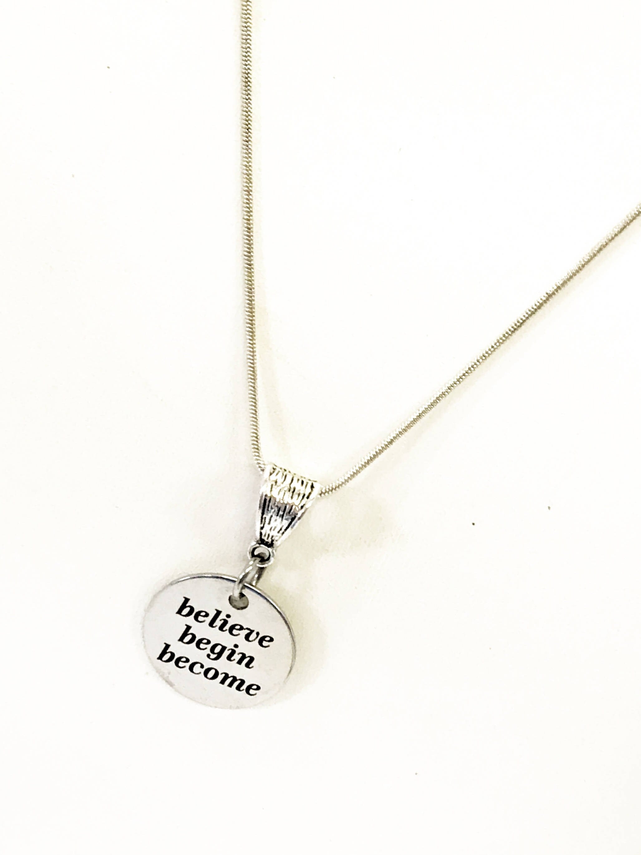 Encouragement Gifts, Motivational Jewelry, Believe Begin Become Necklace, Direct Sales Team Gifts, Exercise Gifts, Encouragement Jewelry