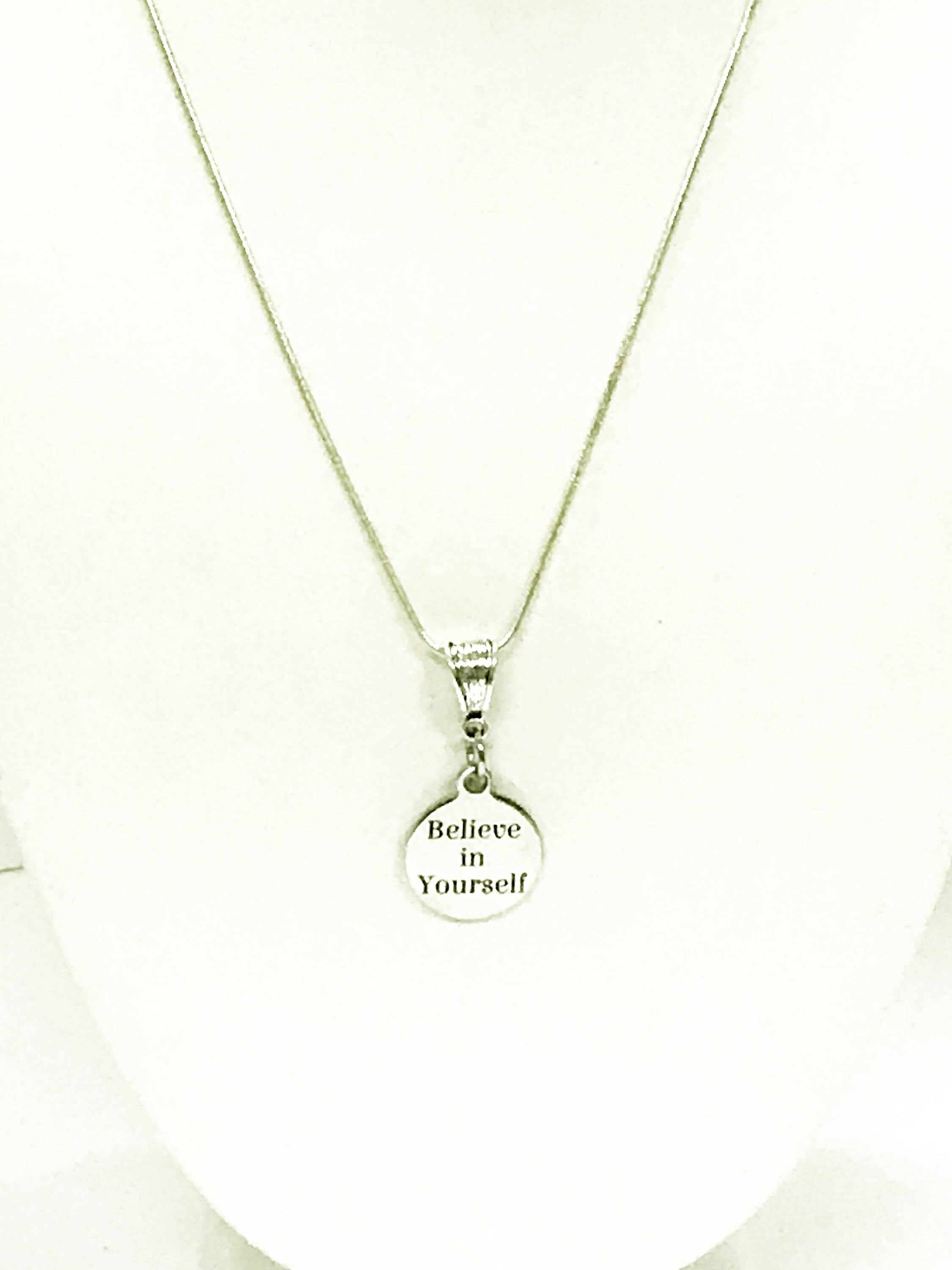 Believe In Yourself Pendant Necklace, Encouragement Necklace, Daughter Jewelry Gift, Motivational Jewelry, Mindfulness Yoga Jewelry For Her