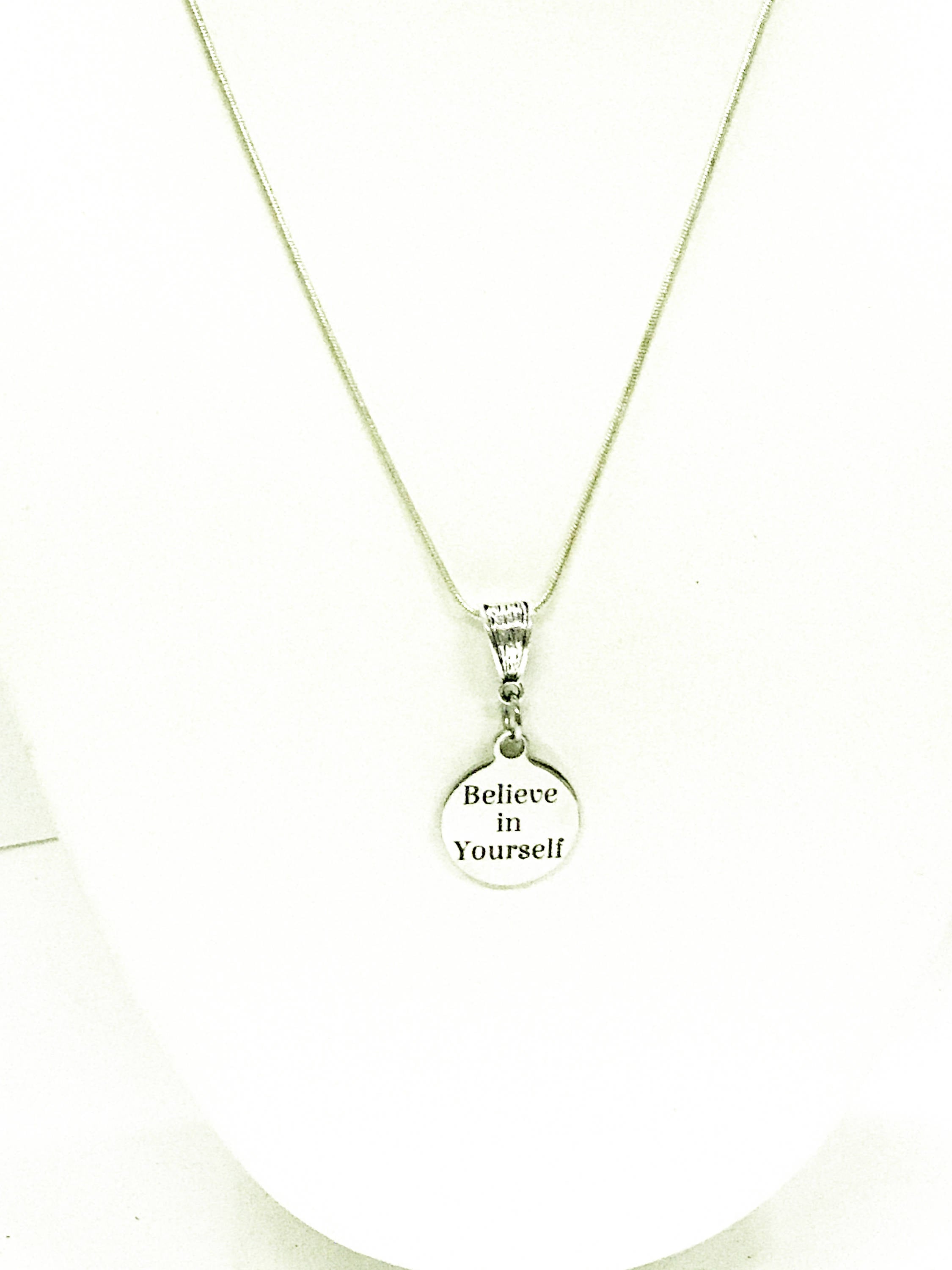 Believe In Yourself Pendant Necklace, Encouragement Necklace, Daughter Jewelry Gift, Motivational Jewelry, Mindfulness Yoga Jewelry For Her