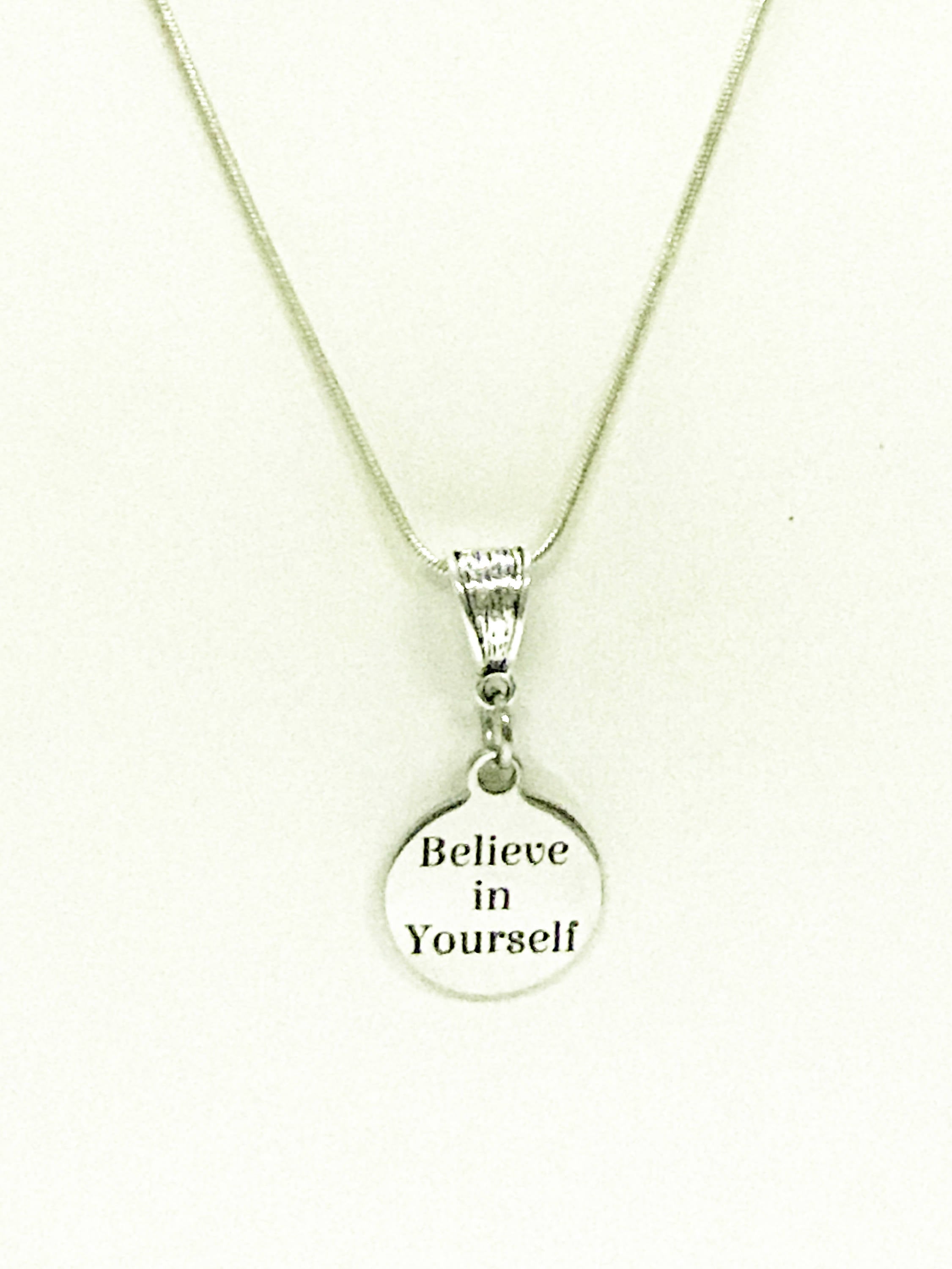 Believe In Yourself Pendant Necklace, Encouragement Necklace, Daughter Jewelry Gift, Motivational Jewelry, Mindfulness Yoga Jewelry For Her