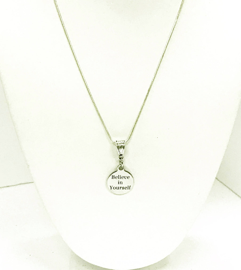 Believe In Yourself Pendant Necklace, Encouragement Necklace, Daughter Jewelry Gift, Motivational Jewelry, Mindfulness Yoga Jewelry For Her