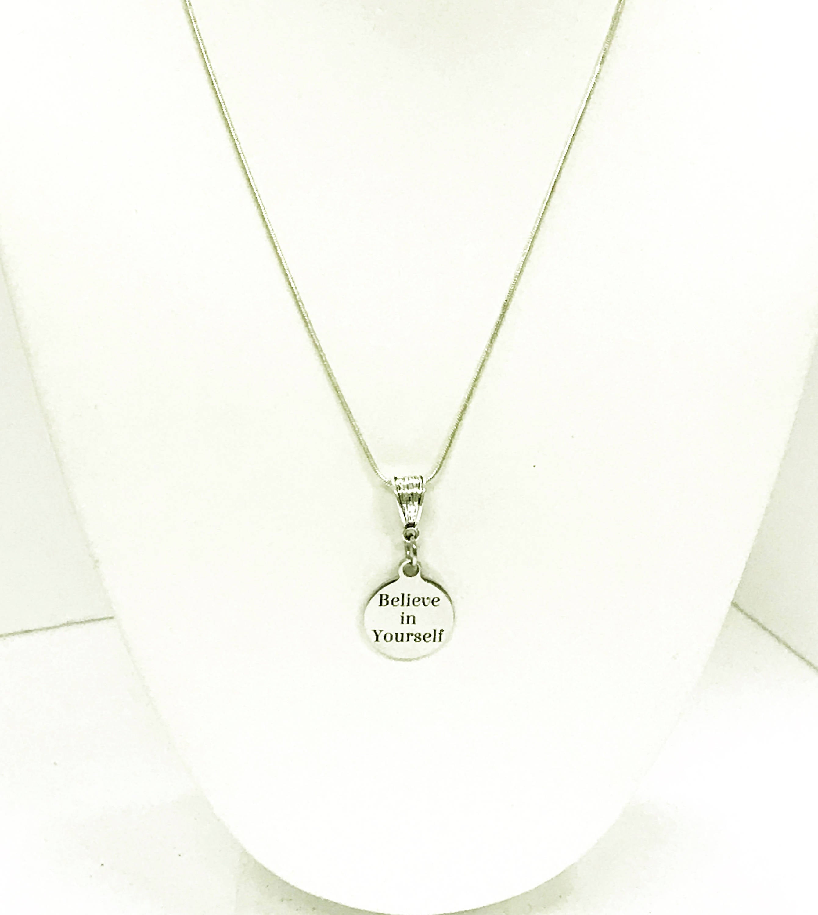 Believe In Yourself Pendant Necklace, Encouragement Necklace, Daughter Jewelry Gift, Motivational Jewelry, Mindfulness Yoga Jewelry For Her