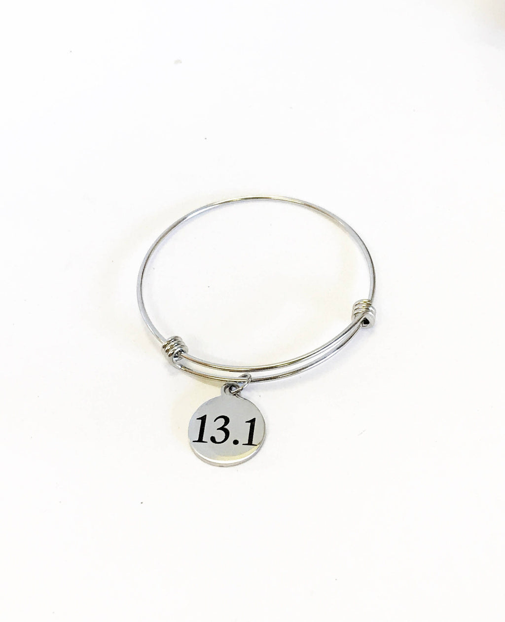 13.1 Half Marathon Bracelet, Expanding Bangle Charm Bracelet, Stacking Bangle, Stackable Bracelet, Runner Jewelry, Marathon Jewelry Gift