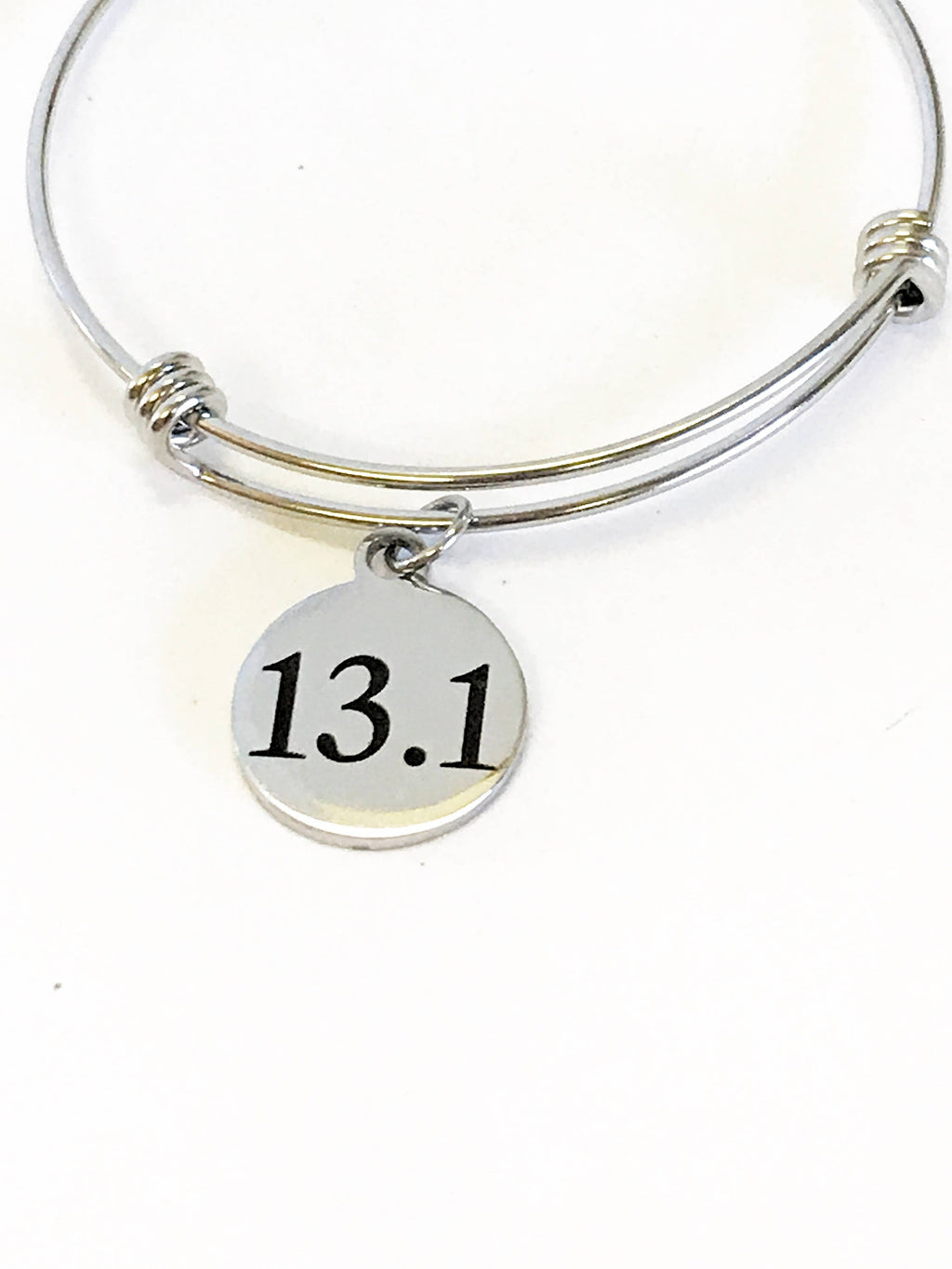 13.1 Half Marathon Bracelet, Expanding Bangle Charm Bracelet, Stacking Bangle, Stackable Bracelet, Runner Jewelry, Marathon Jewelry Gift