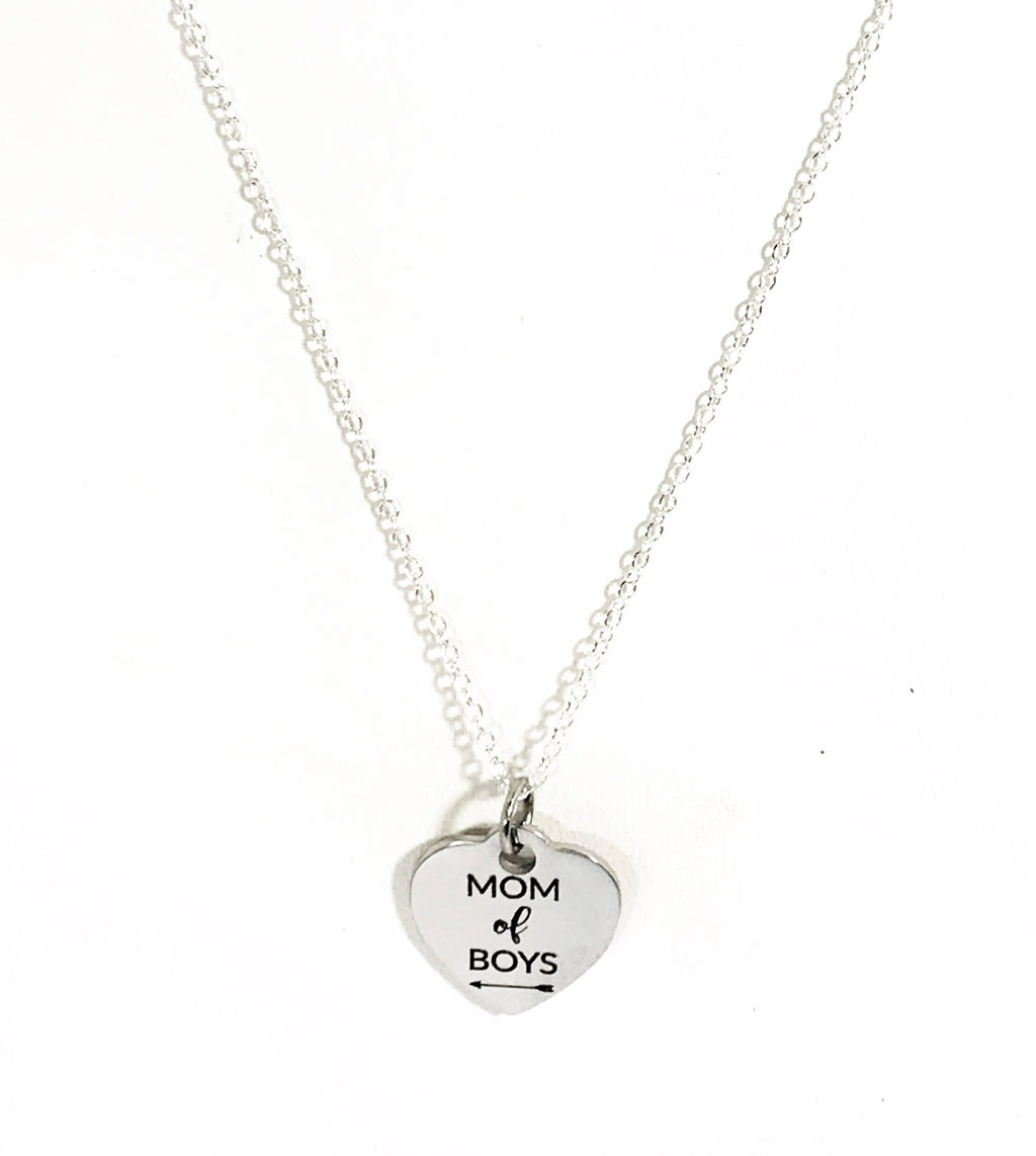 Mom of Boys Necklace, Silver Necklace for Mom, Boys Mom Gift, Gift For Mom, Mom of Boys Jewelry Gift, Mom Valentine Gift, Mom Gift Necklace