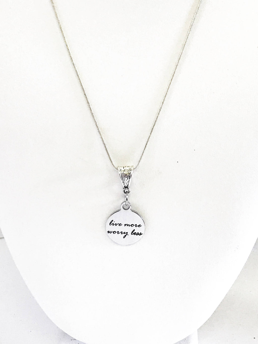 Live More Worry Less Pendant Necklace, Mindfulness Meditation Jewelry, Motivational Jewelry Gift For Her, Daughter Jewelry, Encouragement