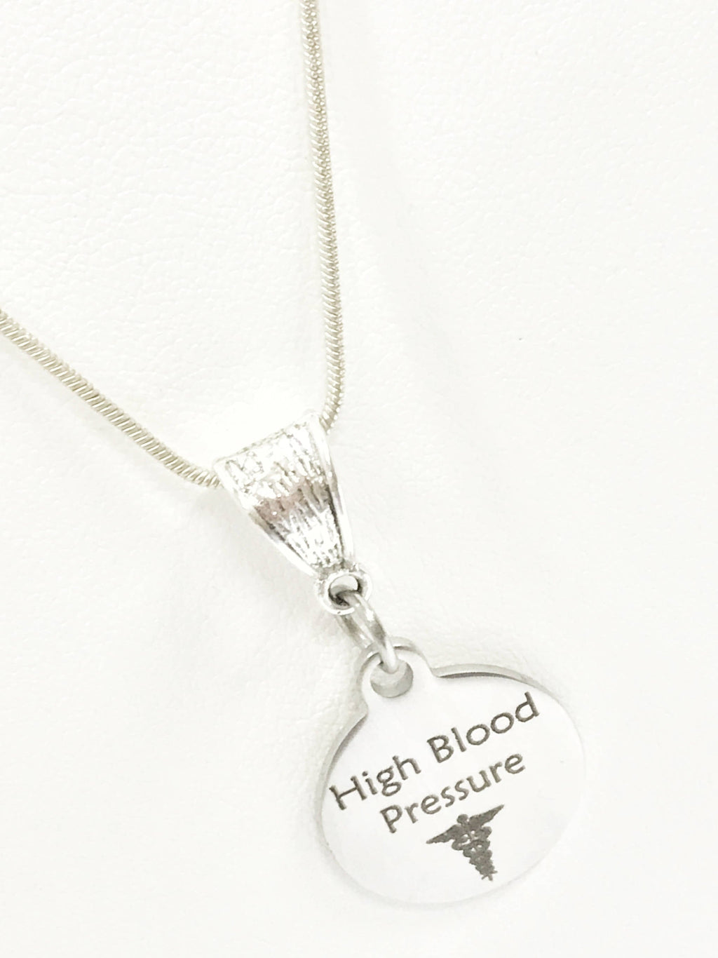 High Blood Pressure Necklace, High Blood Pressure Medical Condition Necklace, HBP Awareness Engraved Pendant Necklace, Medical ID Jewelry