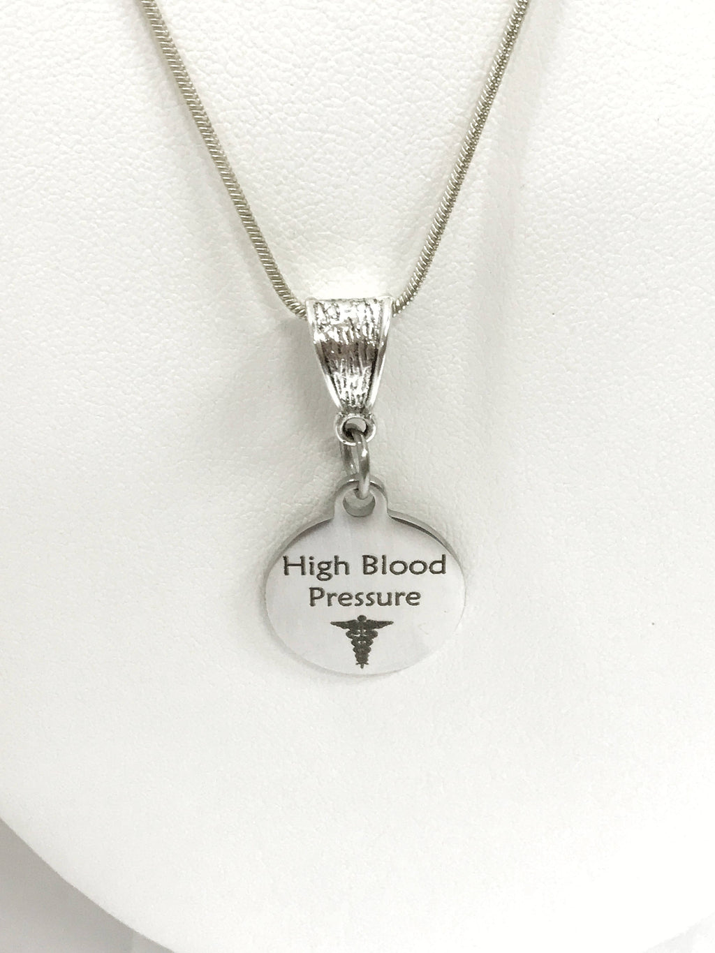 High Blood Pressure Necklace, High Blood Pressure Medical Condition Necklace, HBP Awareness Engraved Pendant Necklace, Medical ID Jewelry