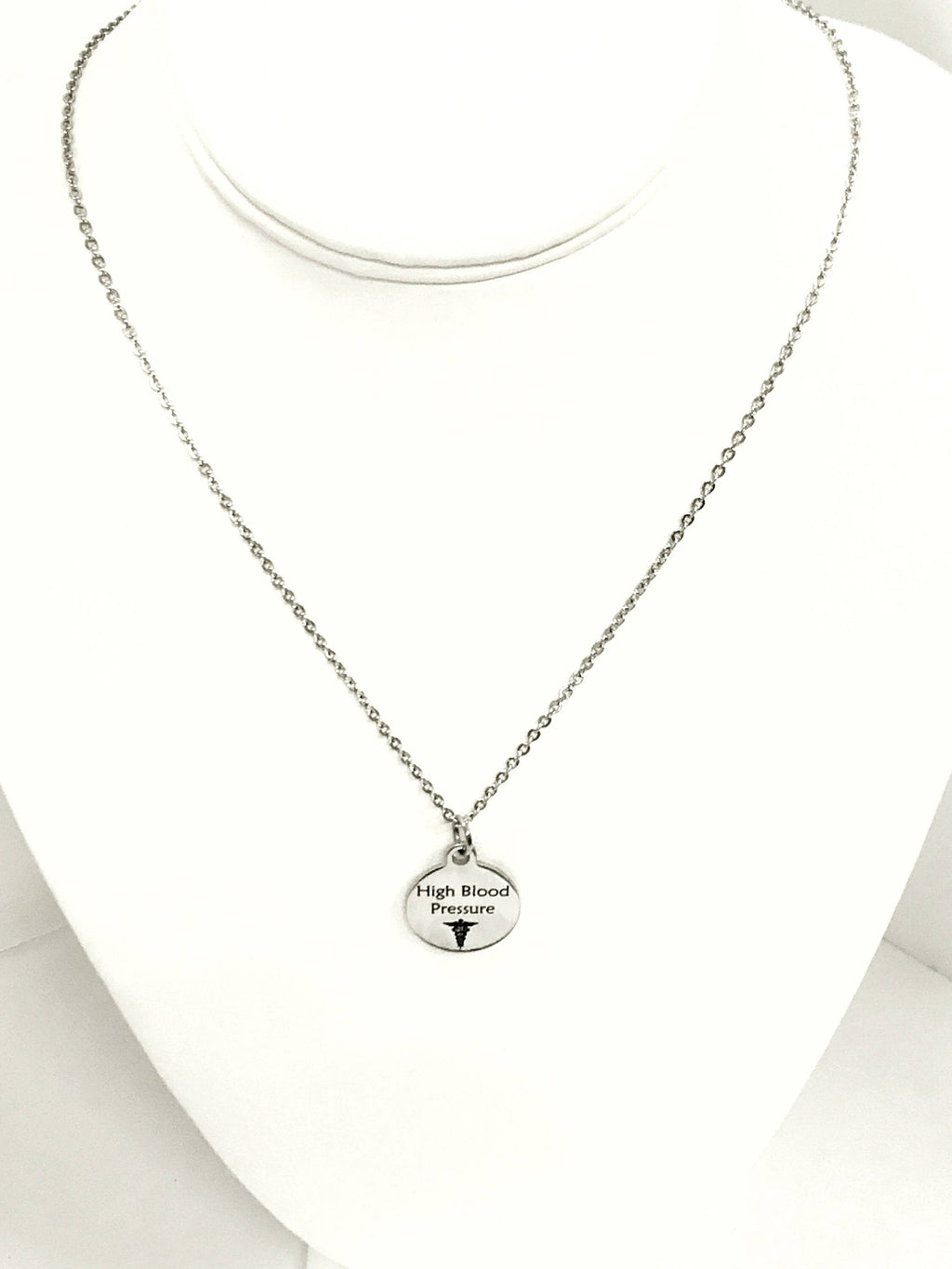High Blood Pressure Stainless Necklace, High Blood Pressure Medical Necklace, HBP Awareness Engraved Pendant Necklace, Medical ID Jewelry
