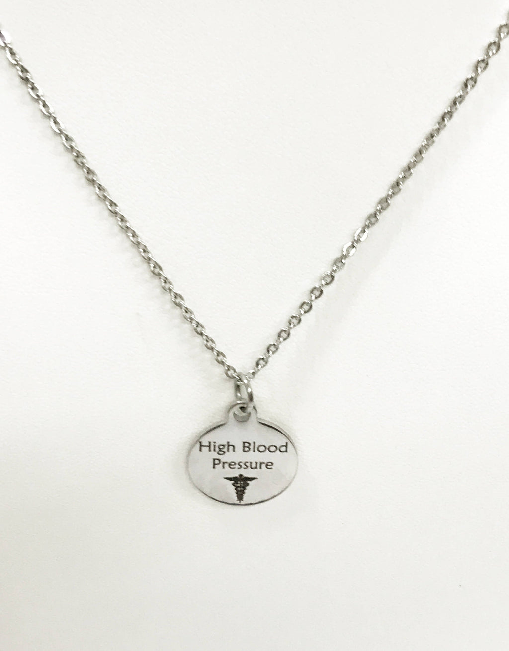 High Blood Pressure Stainless Necklace, High Blood Pressure Medical Necklace, HBP Awareness Engraved Pendant Necklace, Medical ID Jewelry
