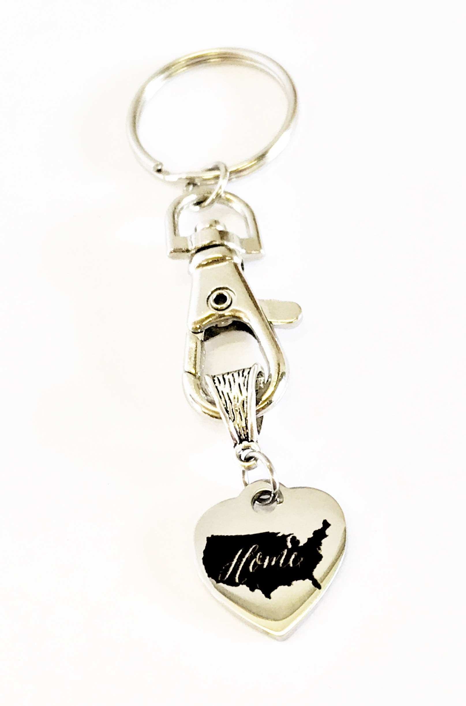 Patriotic Gifts, Patriotic Keychain, My Heart And Home Is In The USA Keychain, USA Pride, USA Proud, American Pride, America Proud, Military