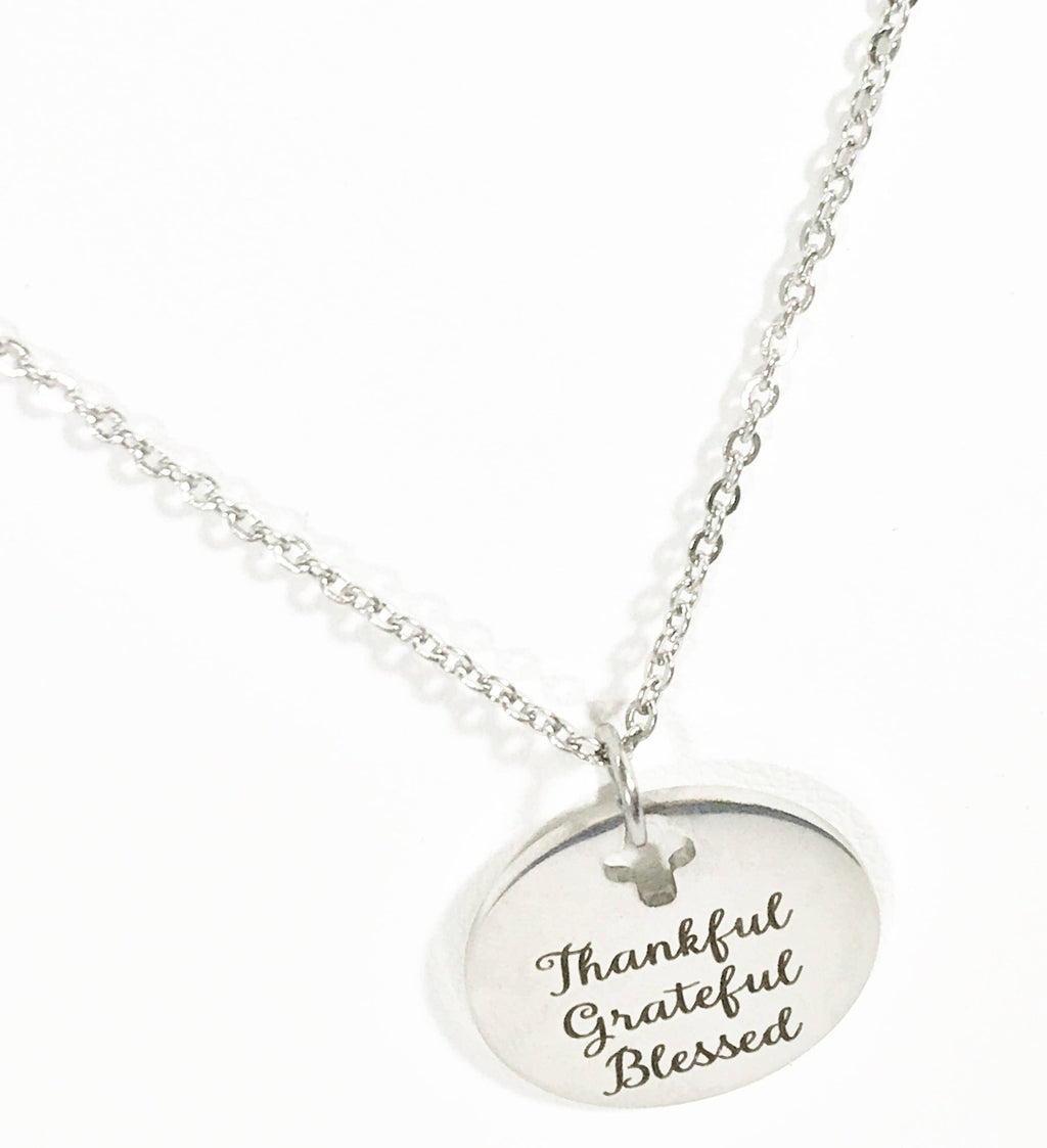 Thankful Grateful Blessed Cross Necklace, Thanksgiving Jewelry, Thanksgiving Necklace, Thank You Gift, Thankful Grateful Blessed Jewelry