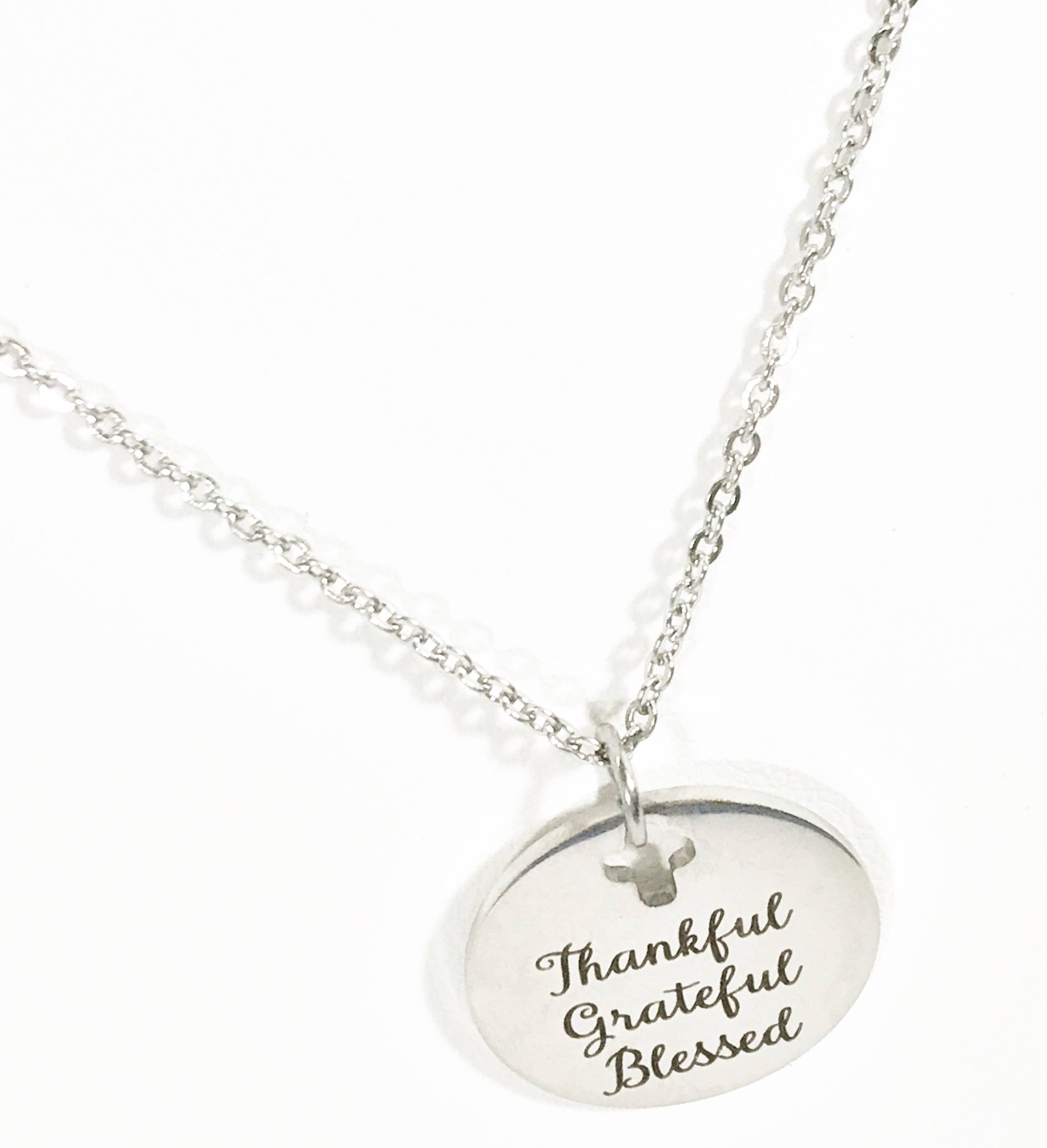 Thankful Grateful Blessed Cross Necklace, Thanksgiving Jewelry, Thanksgiving Necklace, Thank You Gift, Thankful Grateful Blessed Jewelry