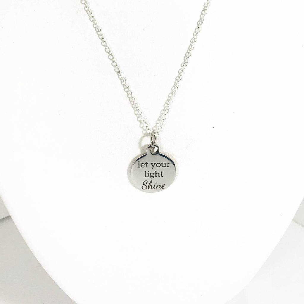 Let Your Light Shine Necklace, Encouragement Necklace, Motivational Necklace, Christian Necklace, Direct Sales Team Gifts, Daughter Jewelry