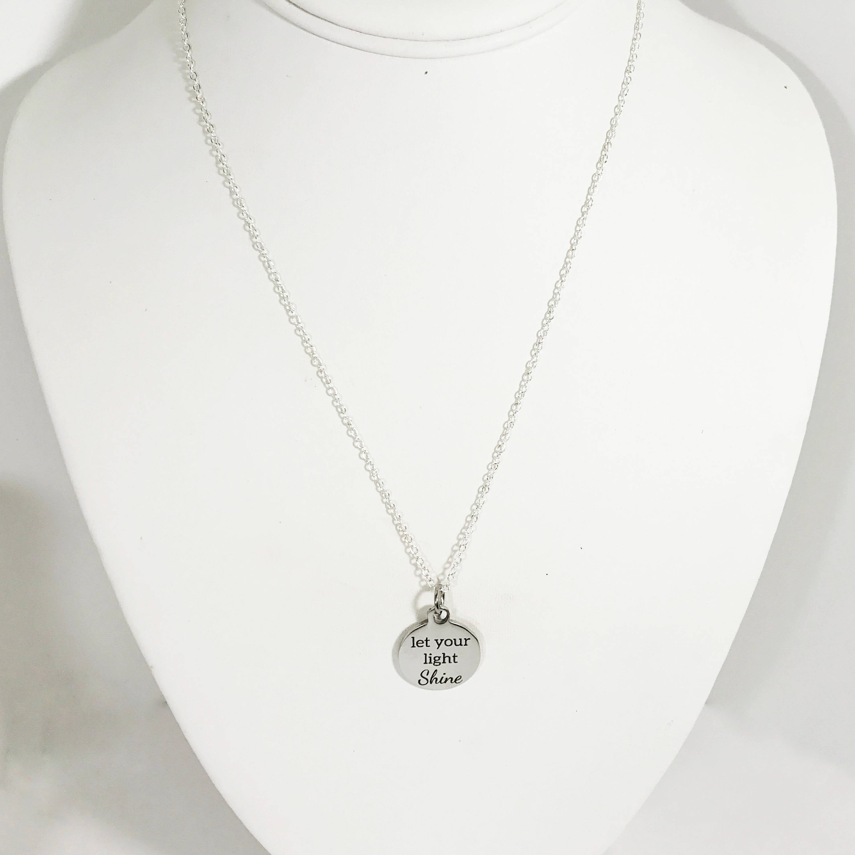 Let Your Light Shine Necklace, Encouragement Necklace, Motivational Necklace, Christian Necklace, Direct Sales Team Gifts, Daughter Jewelry