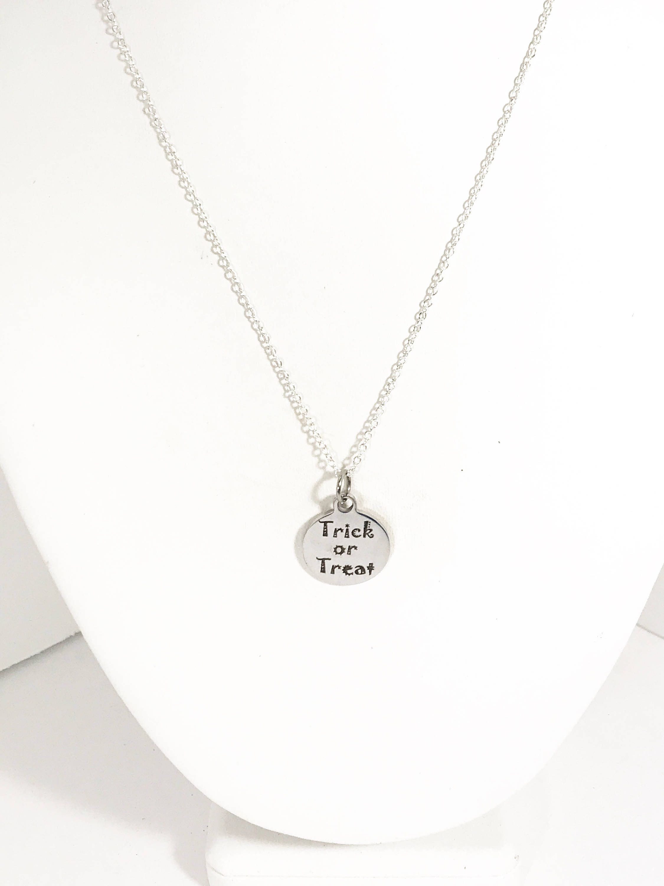 Halloween Necklace, Trick or Treat Necklace, Halloween Outfit Jewelry, Trick or Treat Jewelry Gift, No Tricks Just Treats Jewelry
