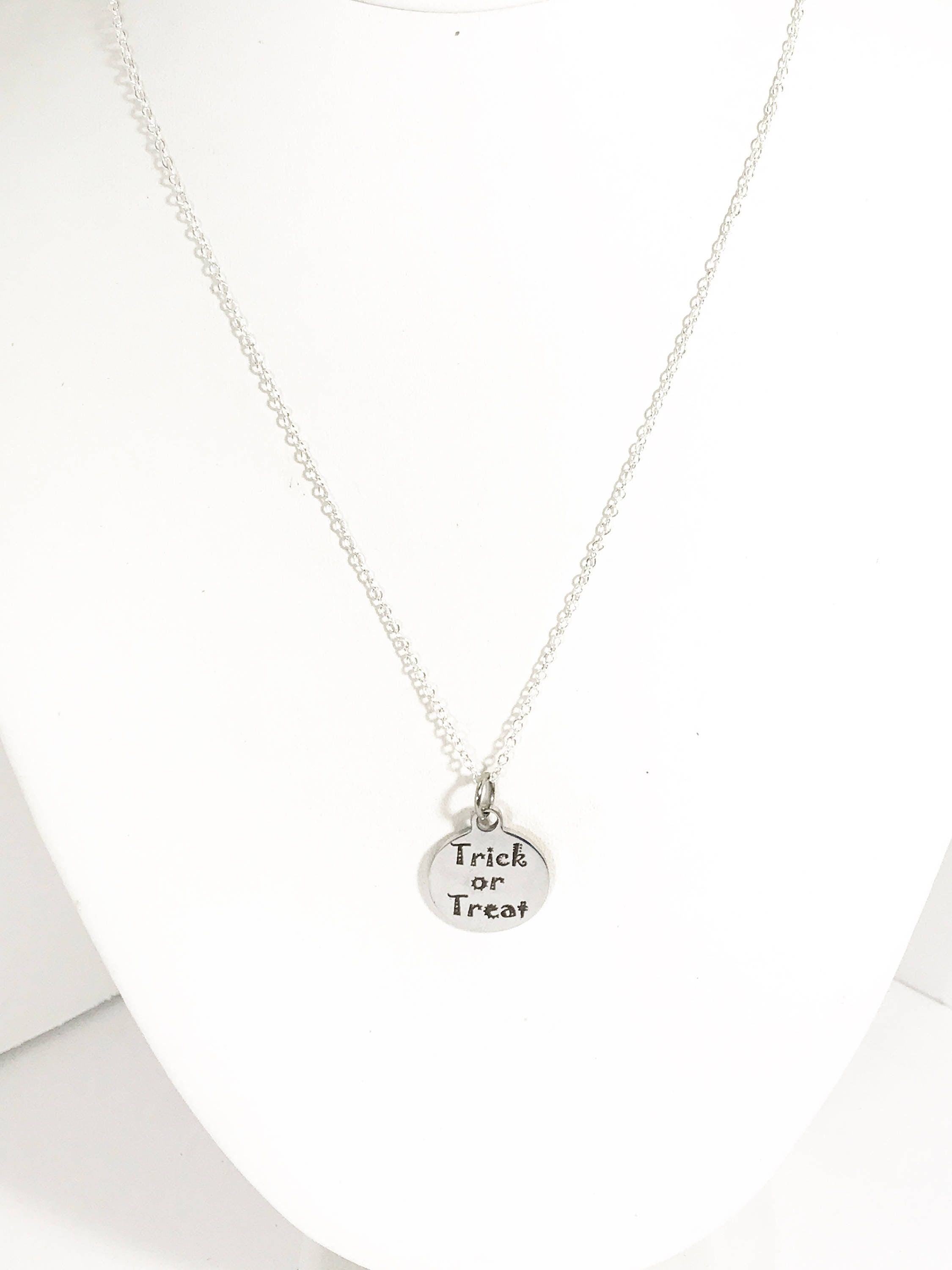Halloween Necklace, Trick or Treat Necklace, Halloween Outfit Jewelry, Trick or Treat Jewelry Gift, No Tricks Just Treats Jewelry