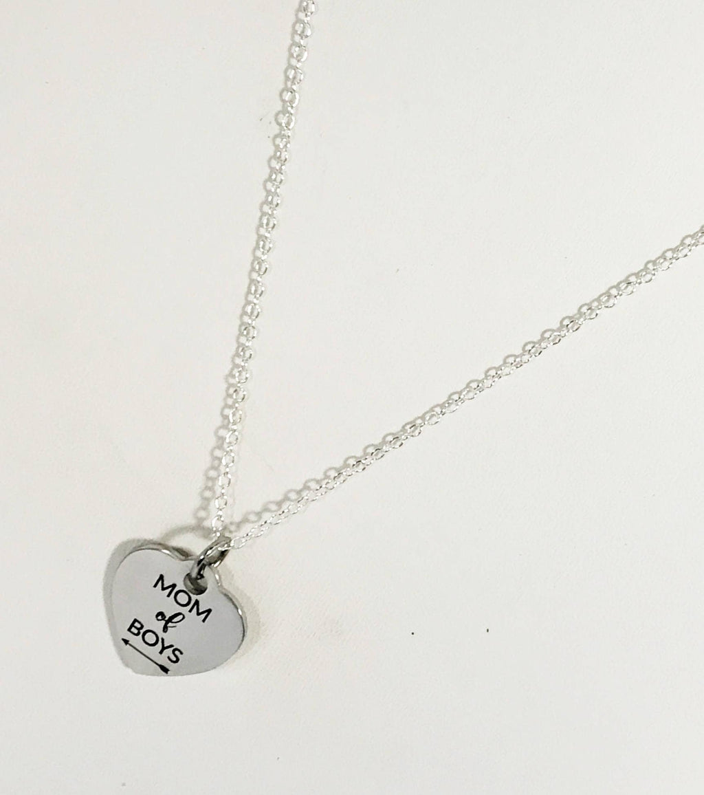 Mom of Boys Necklace, Silver Necklace for Mom, Boys Mom Gift, Gift For Mom, Mom of Boys Jewelry Gift, Mom Valentine Gift, Mom Gift Necklace