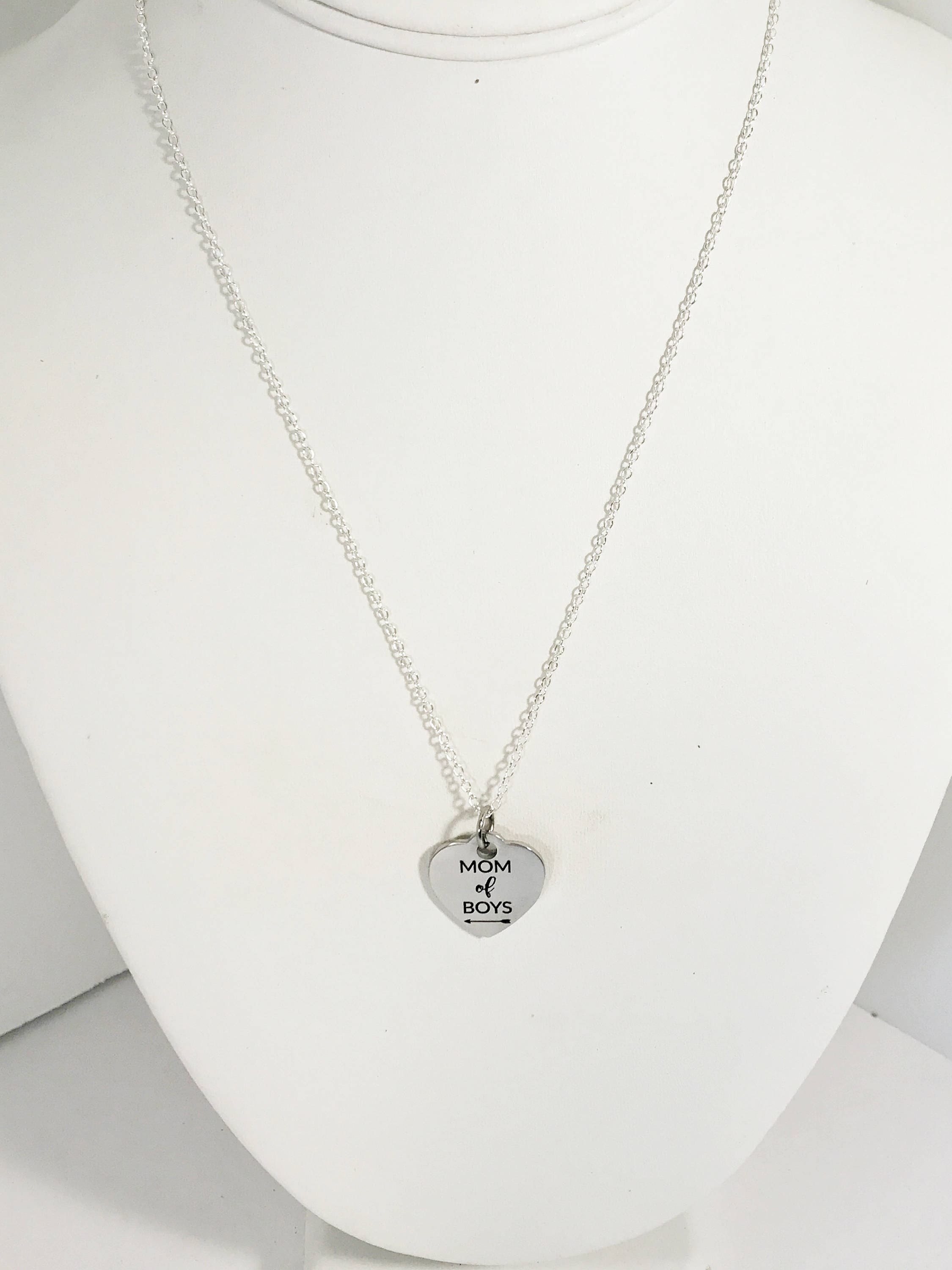 Mom of Boys Necklace, Silver Necklace for Mom, Boys Mom Gift, Gift For Mom, Mom of Boys Jewelry Gift, Mom Valentine Gift, Mom Gift Necklace