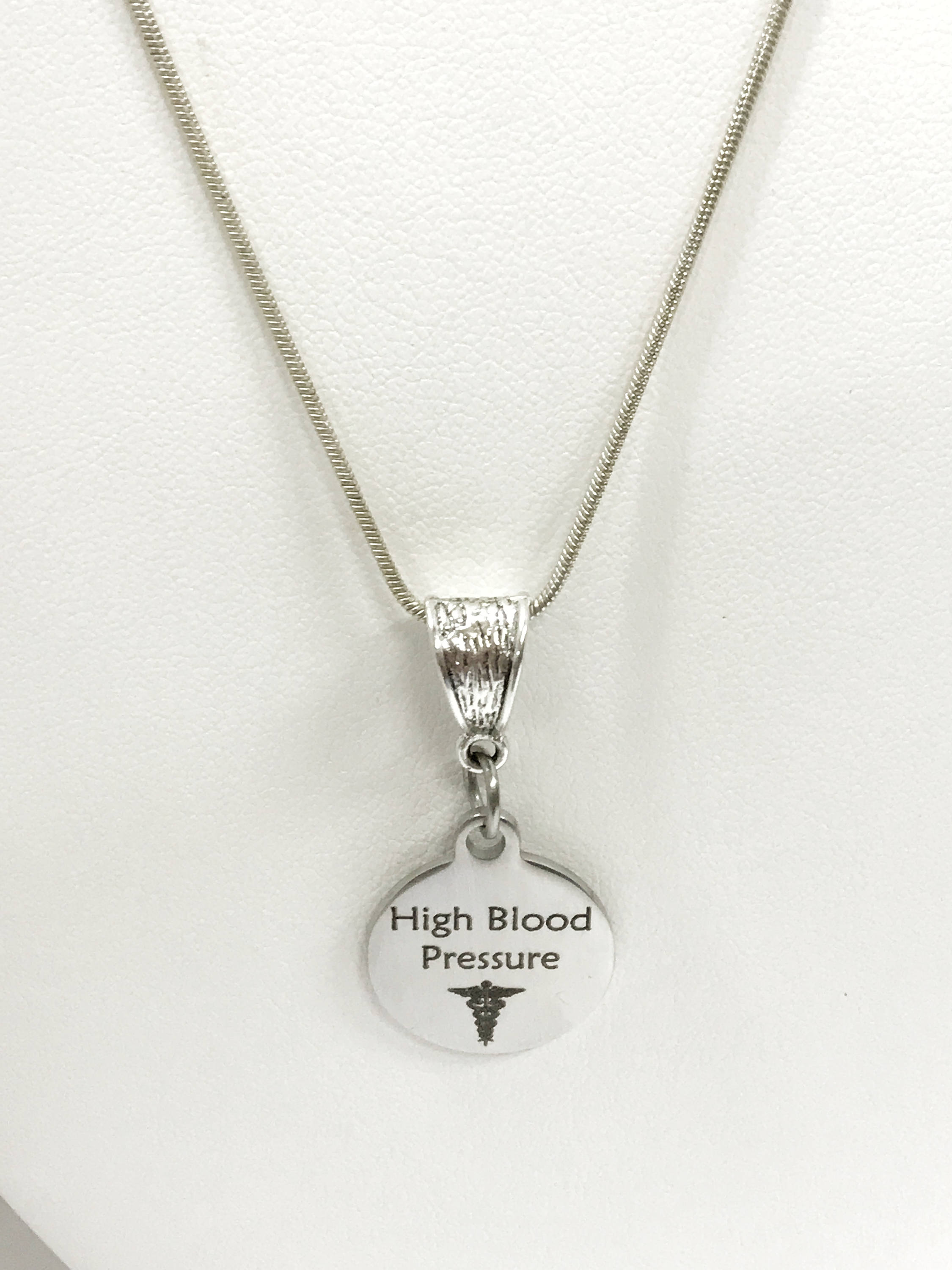 High Blood Pressure Necklace, High Blood Pressure Medical Condition Necklace, HBP Awareness Engraved Pendant Necklace, Medical ID Jewelry