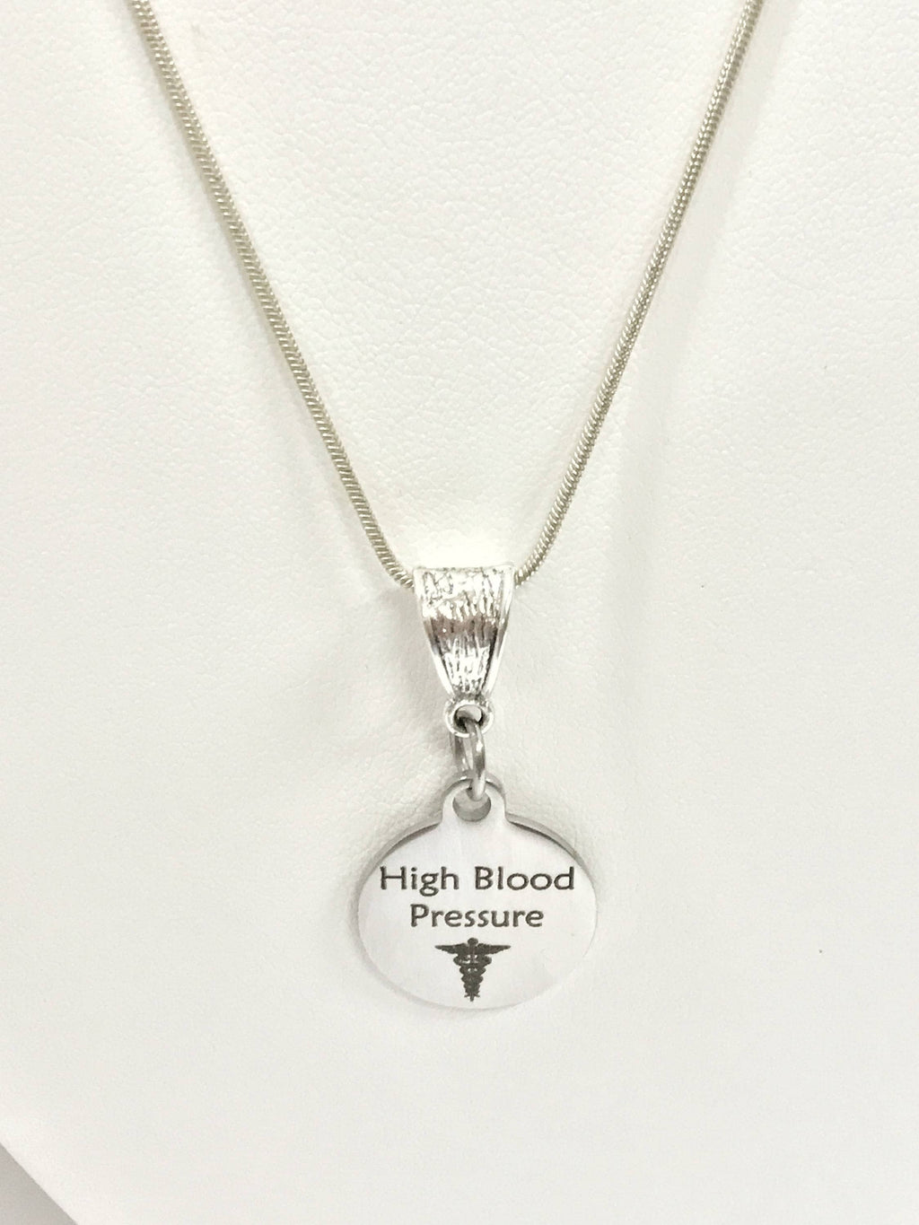 High Blood Pressure Necklace, High Blood Pressure Medical Condition Necklace, HBP Awareness Engraved Pendant Necklace, Medical ID Jewelry
