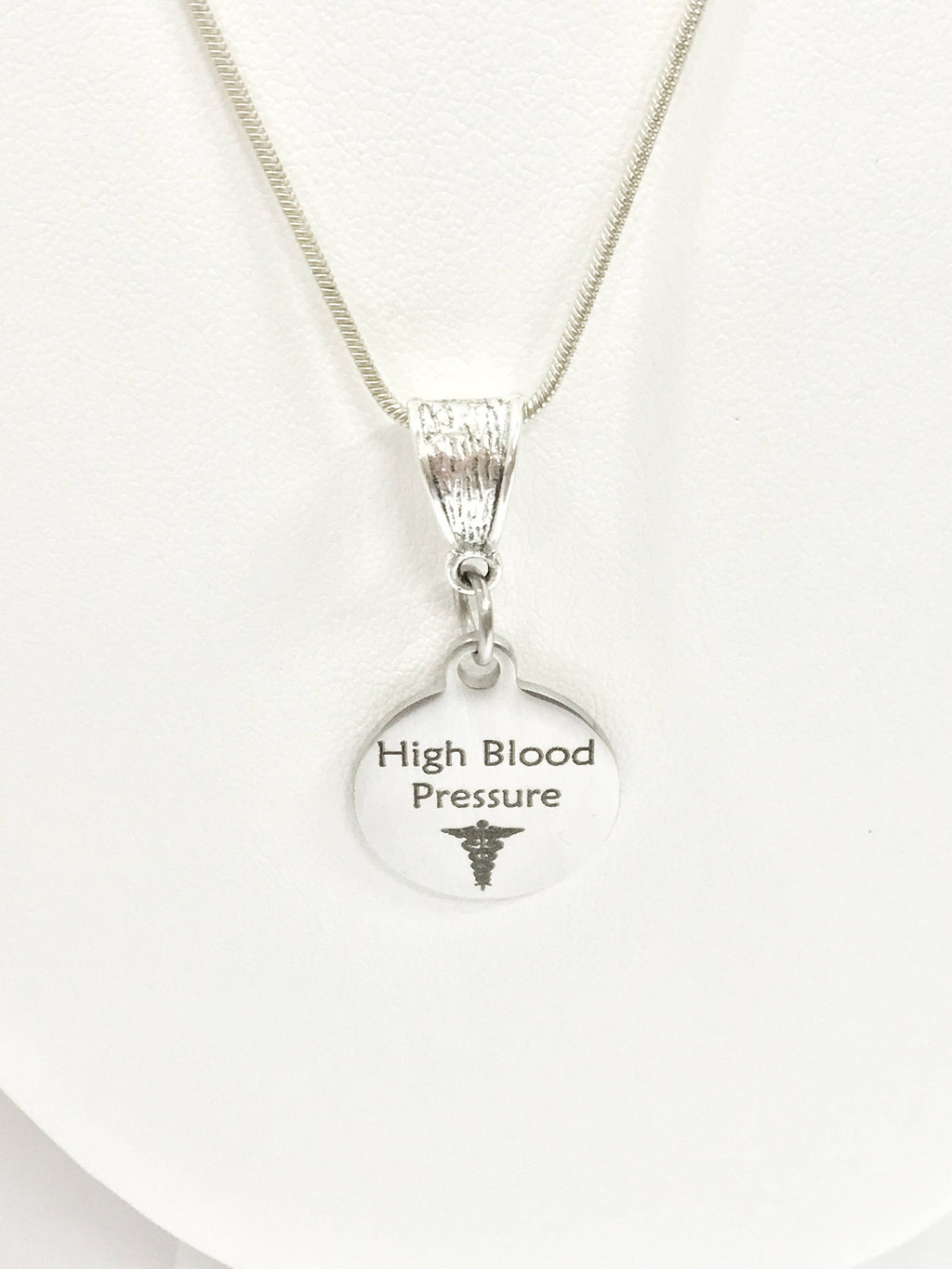 High Blood Pressure Necklace, High Blood Pressure Medical Condition Necklace, HBP Awareness Engraved Pendant Necklace, Medical ID Jewelry