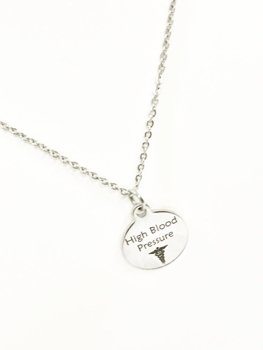 High Blood Pressure Stainless Necklace, High Blood Pressure Medical Necklace, HBP Awareness Engraved Pendant Necklace, Medical ID Jewelry