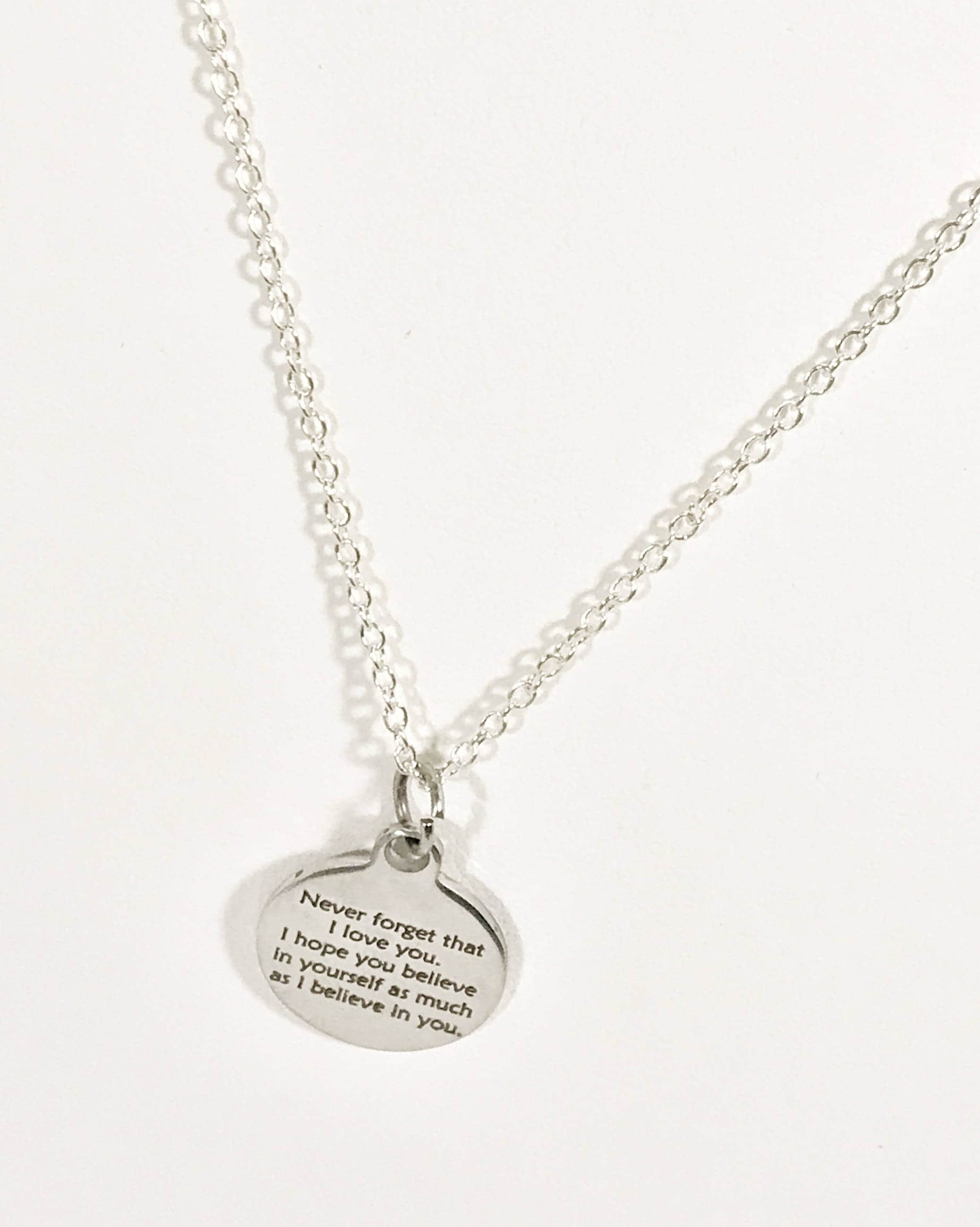 Believe In Yourself Necklace, Never Forget That I Love You Necklace, I Believe In You Necklace, Encouraging Daughter Jewelry, Wife Jewelry