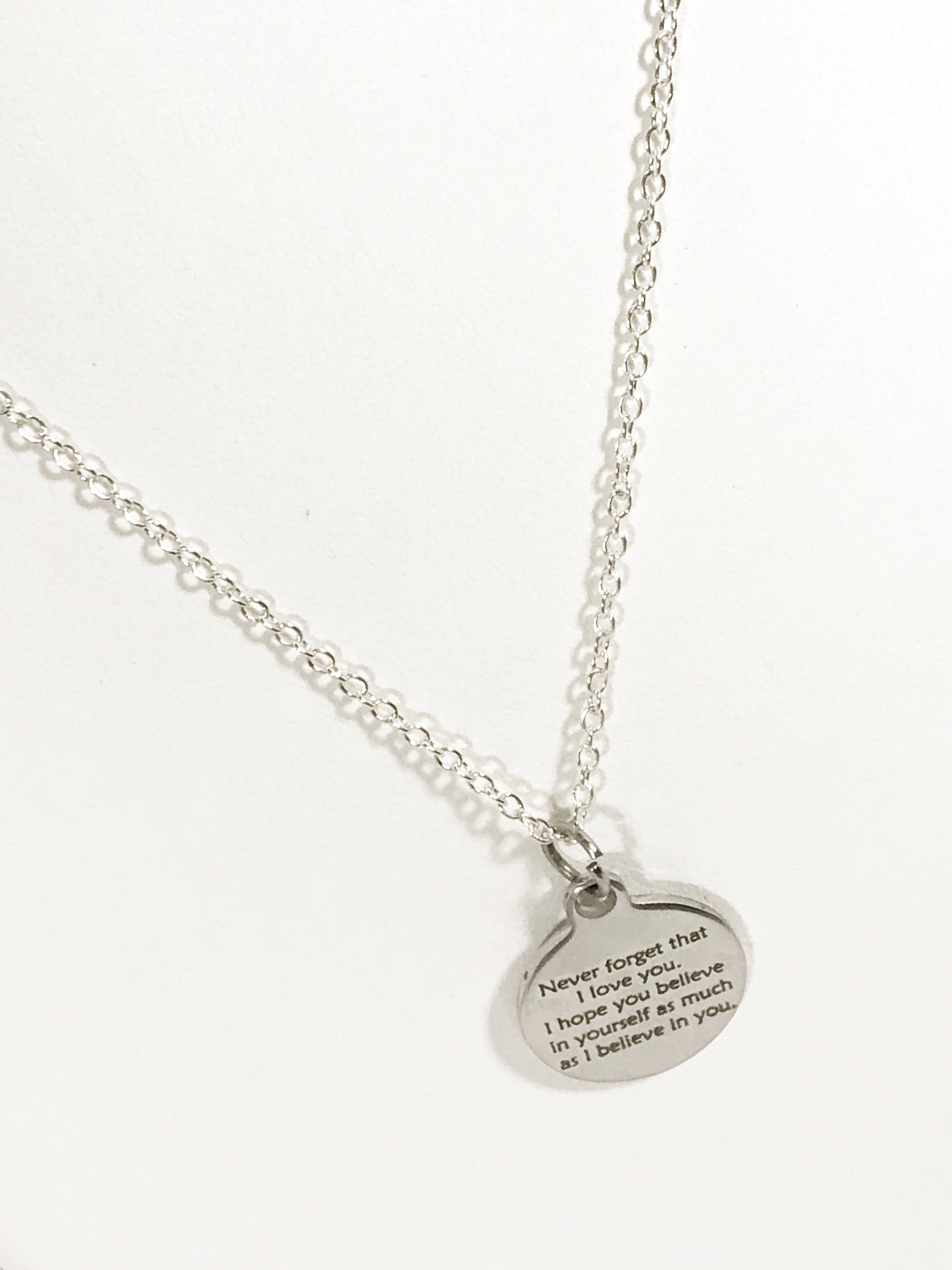 Believe In Yourself Necklace, Never Forget That I Love You Necklace, I Believe In You Necklace, Encouraging Daughter Jewelry, Wife Jewelry