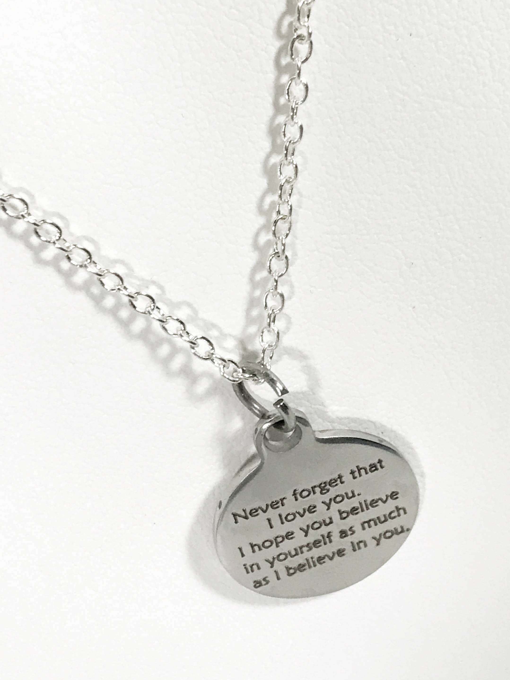 Believe In Yourself Necklace, Never Forget That I Love You Necklace, I Believe In You Necklace, Encouraging Daughter Jewelry, Wife Jewelry