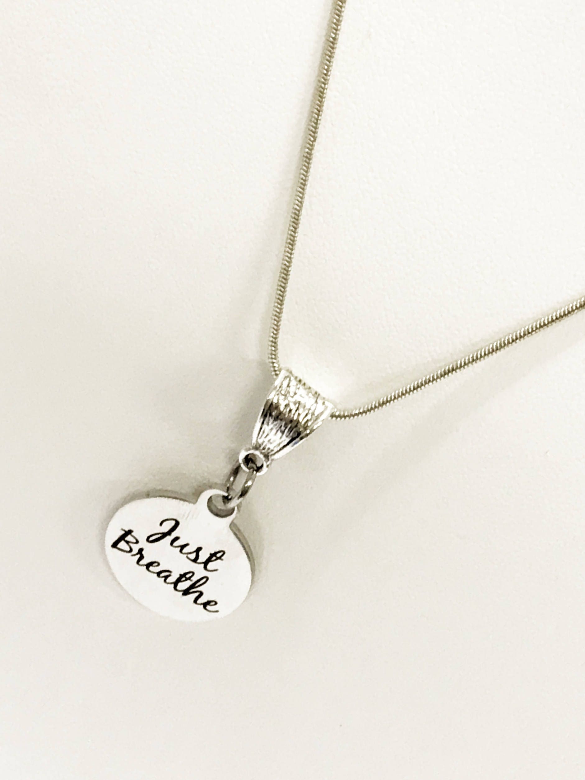 Meditation Necklace, Just Breathe Necklace, Encouragement Gift, Sympathy Gift, Encourgaing Jewelry, Motivating Jewelry, Meditation Gifts