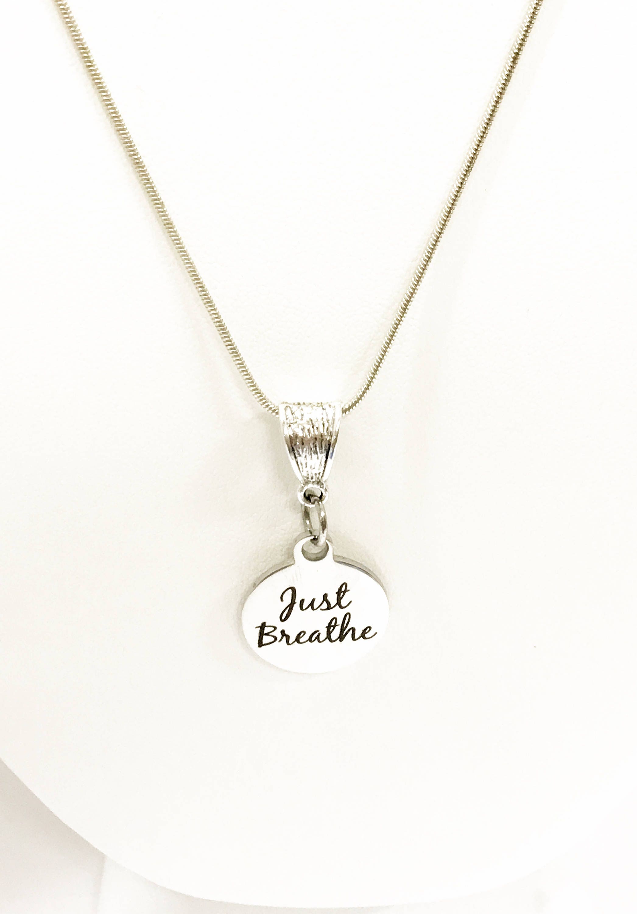 Meditation Necklace, Just Breathe Necklace, Encouragement Gift, Sympathy Gift, Encourgaing Jewelry, Motivating Jewelry, Meditation Gifts