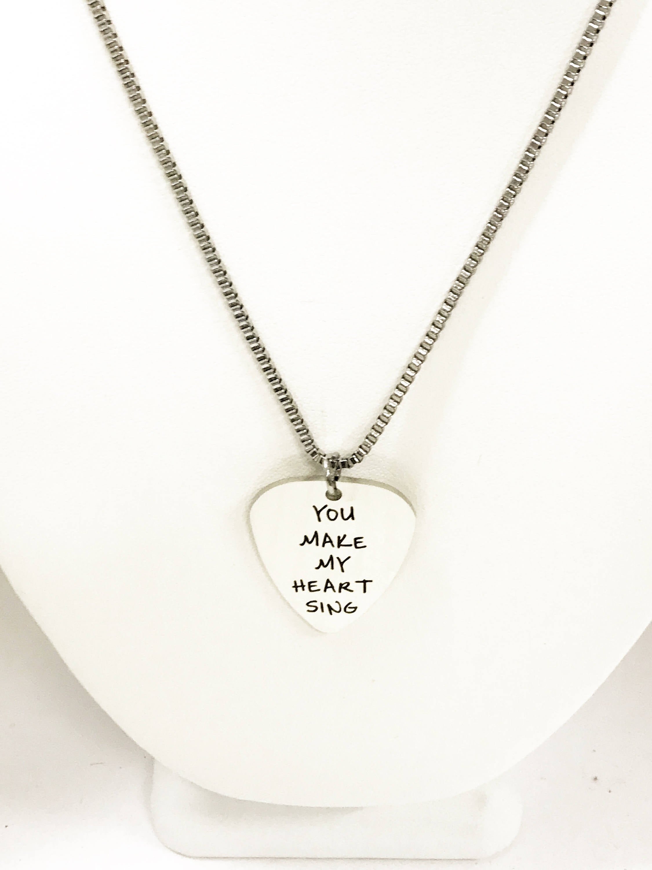 Guitar Pick Necklace, You Make My Heart Sing Necklace, Guitar Pick Jewelry, Guitar Pick Gifts, Valentine Necklace, Music Lover Gift