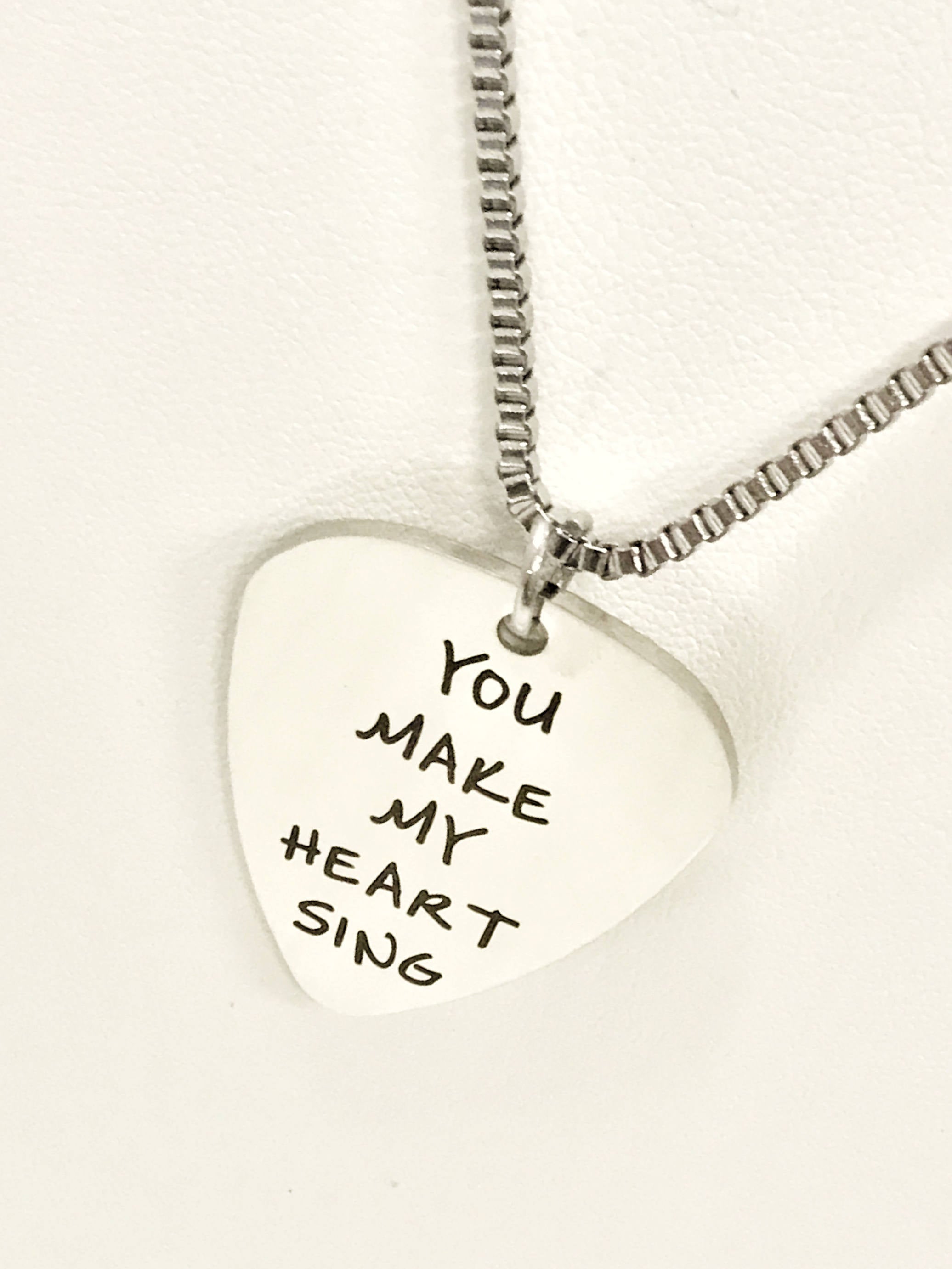 Guitar Pick Necklace, You Make My Heart Sing Necklace, Guitar Pick Jewelry, Guitar Pick Gifts, Valentine Necklace, Music Lover Gift