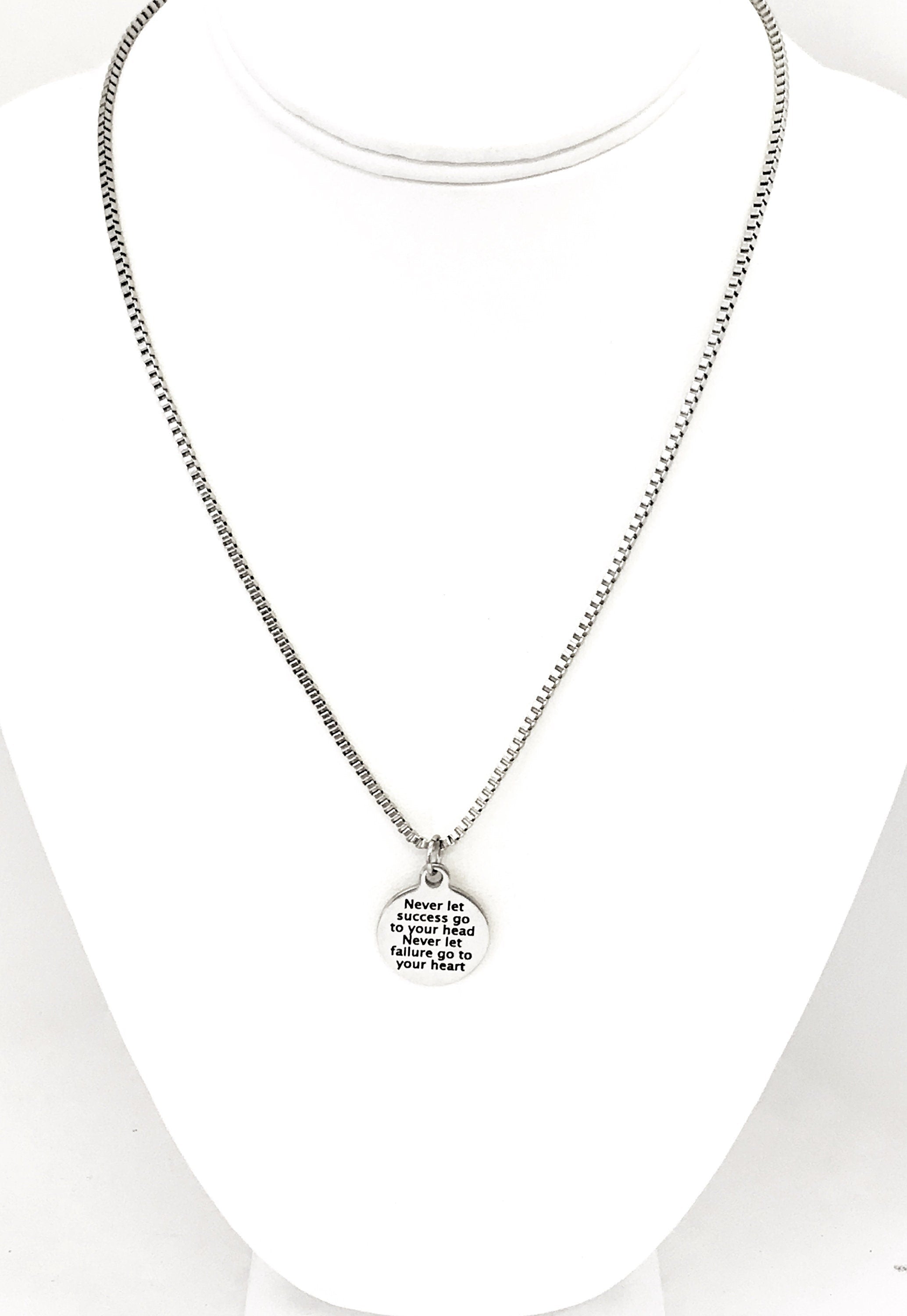 Motivating Gift, Never Let Success Go To Your Head, Never Let Failure Go To Your Heart, Motivating Jewelry, Motivating Success Quote Gift