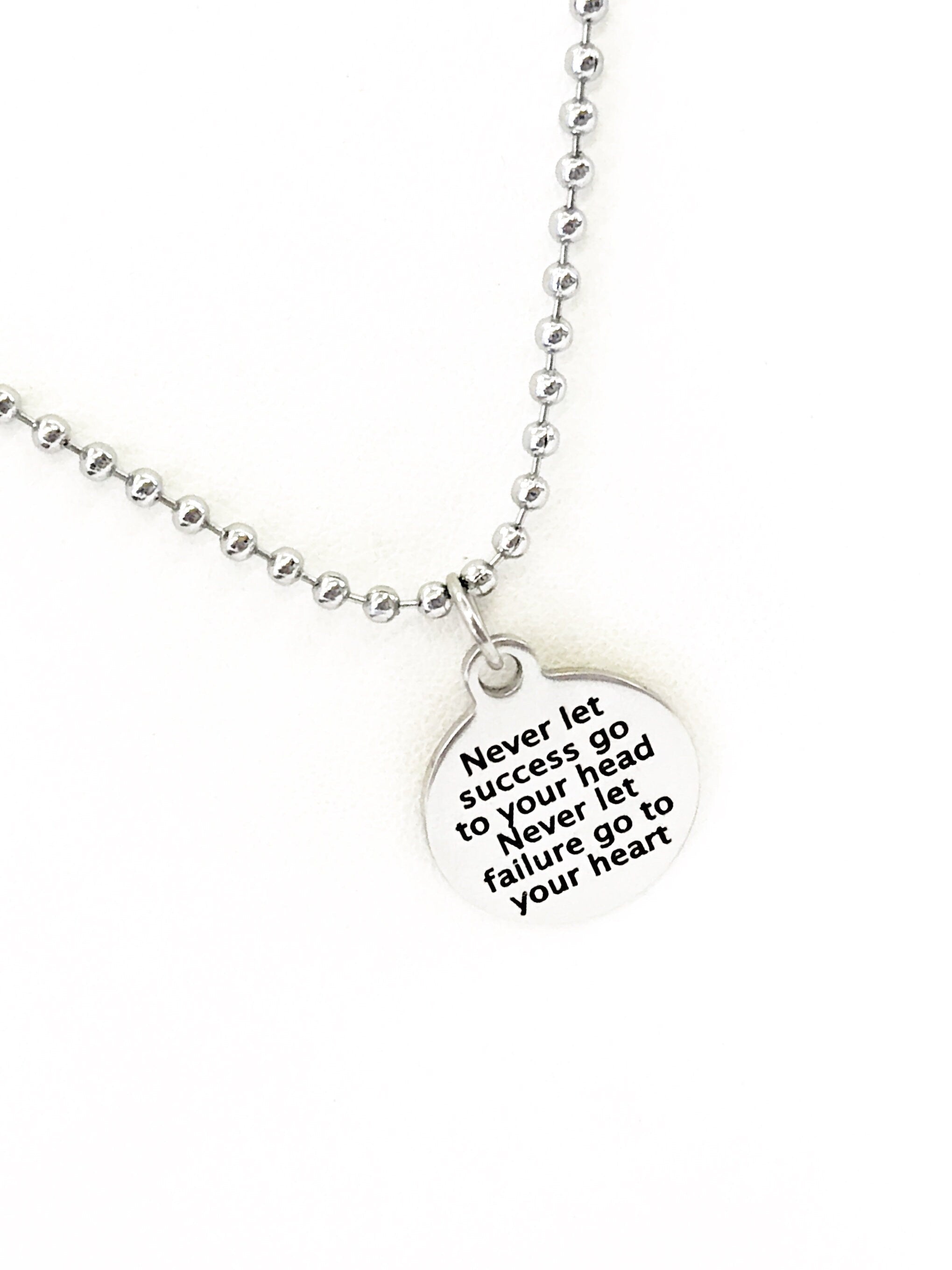 Son Necklace, Never Let Success Go To Your Head, Never Let Failure Go To Your Heart, Son Gift, Sports Gift, Son Encouragement, Necklace Gift