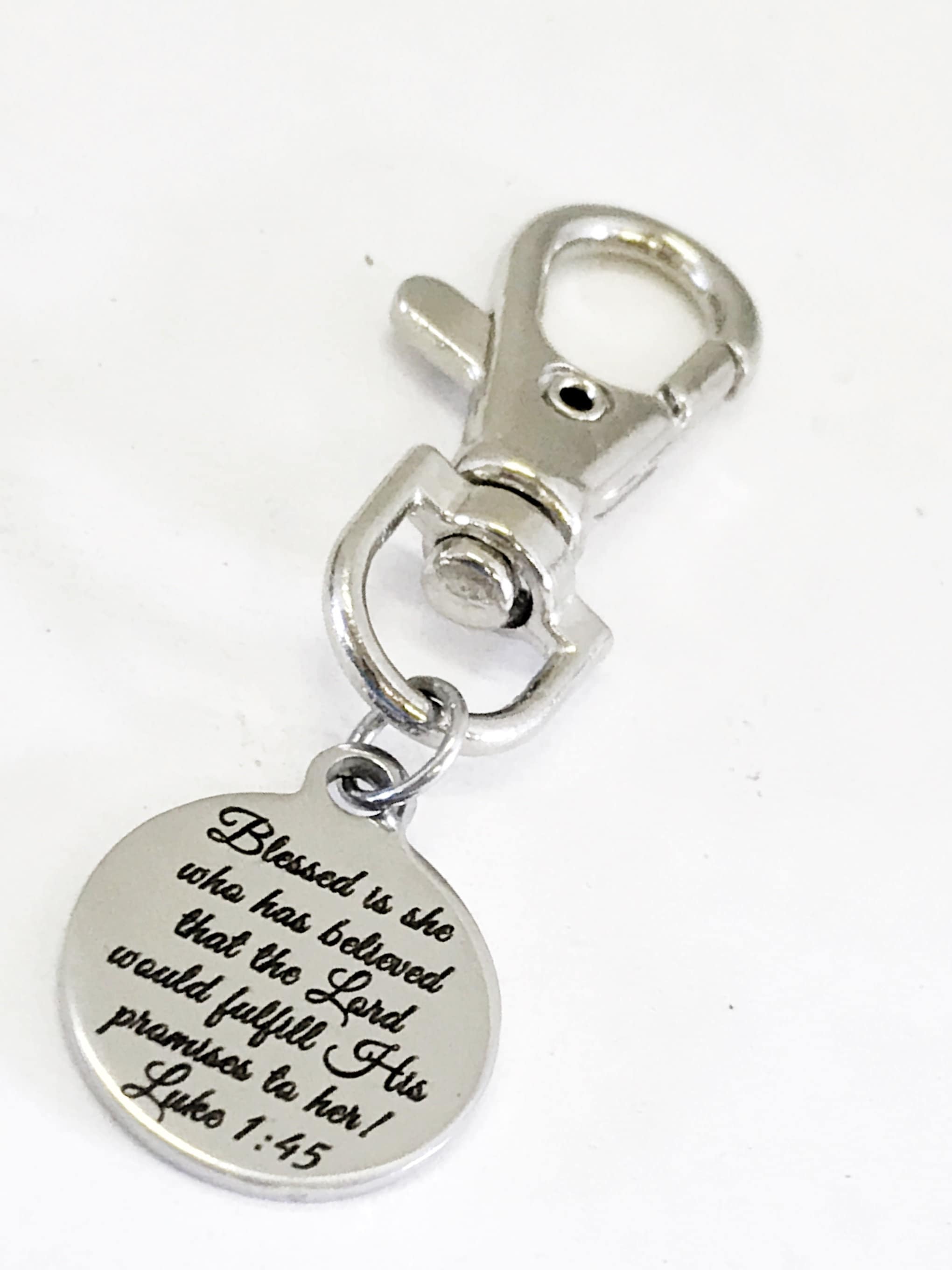 Purse Charm, Christian Charm, Blessed Is She Charm, Planner Charm, Bag Charm, Bible Verse Bag Tag, Tag Key Charm, Purse Tag, Purse Clip