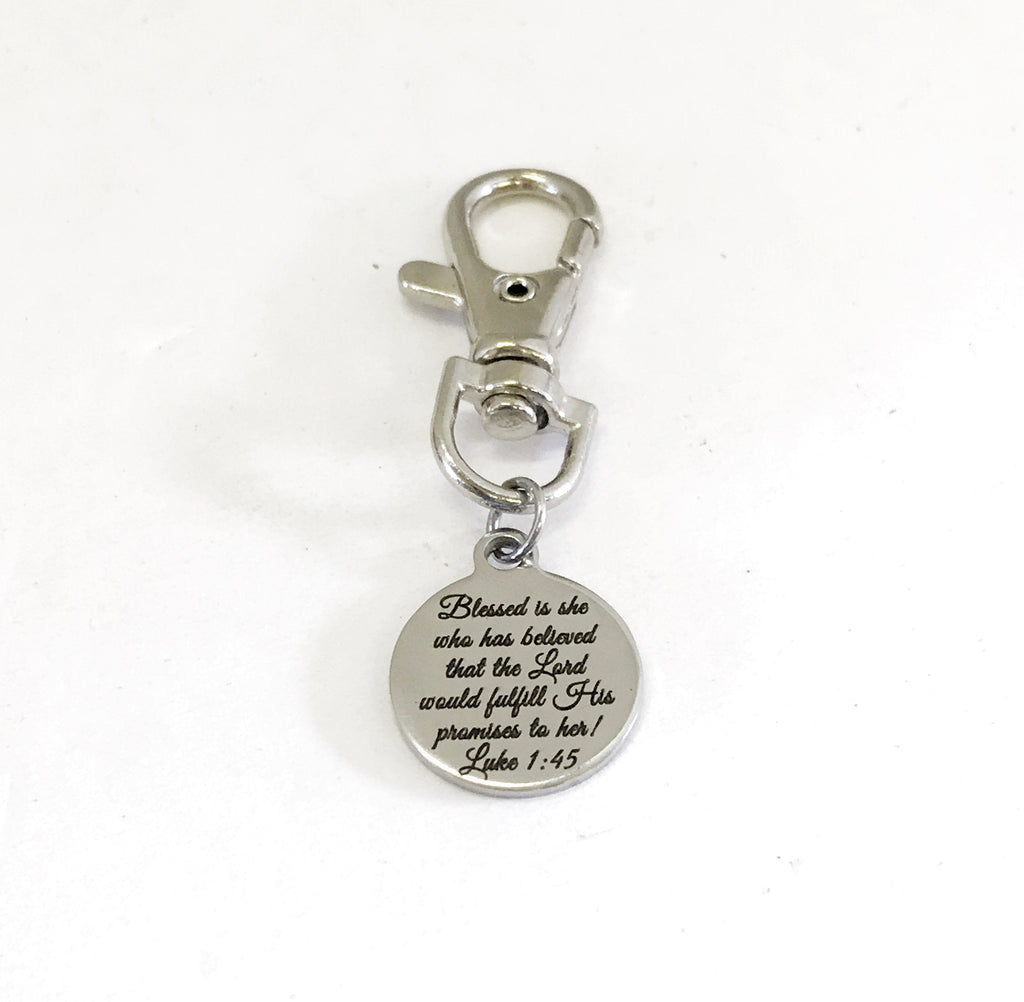 Purse Charm, Christian Charm, Blessed Is She Charm, Planner Charm, Bag Charm, Bible Verse Bag Tag, Tag Key Charm, Purse Tag, Purse Clip